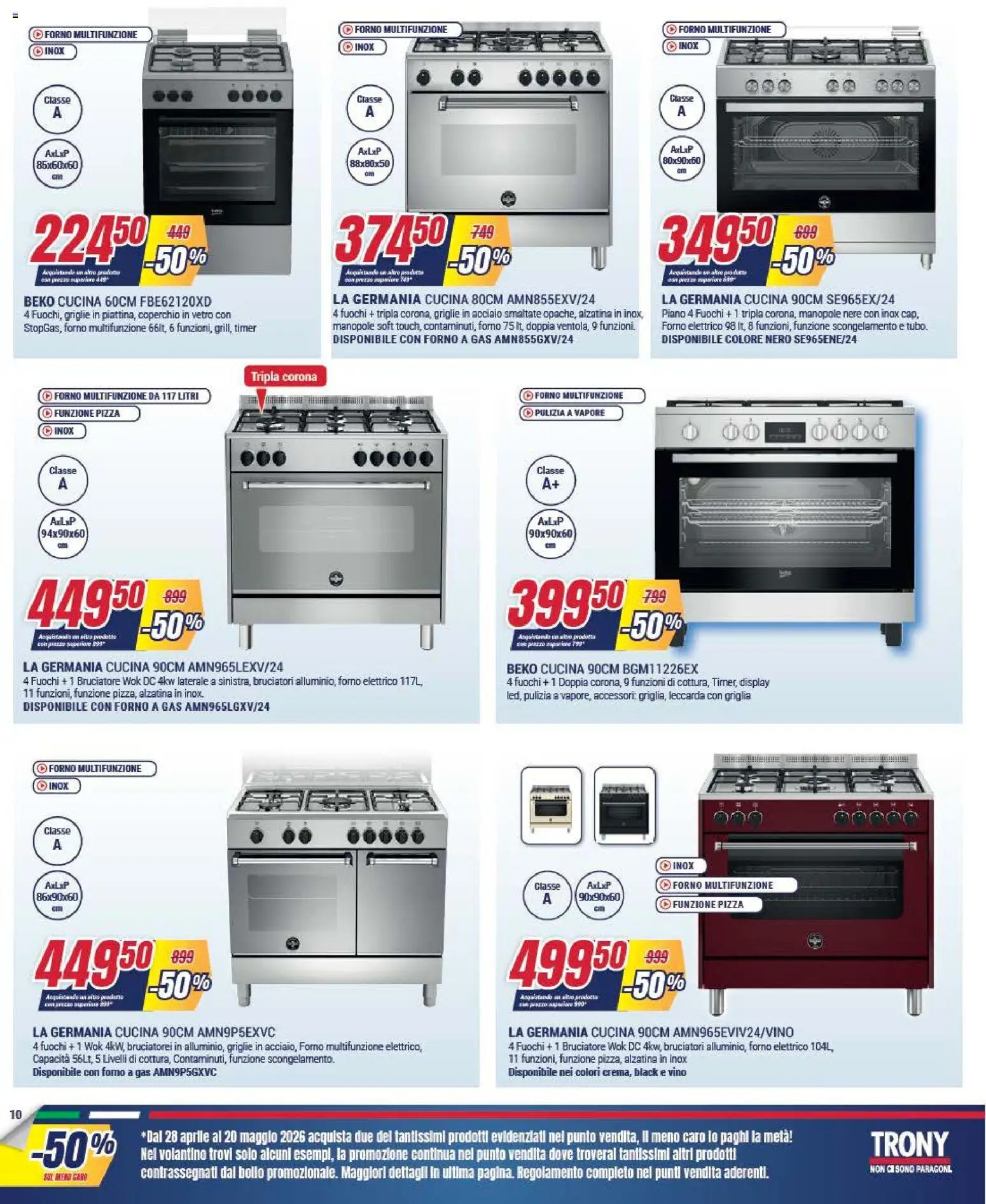 Volantino Trony del 28.04.2026 | Pagina: 10 | Prodotti: Pizza, Vino, Griglia, Forno elettrico