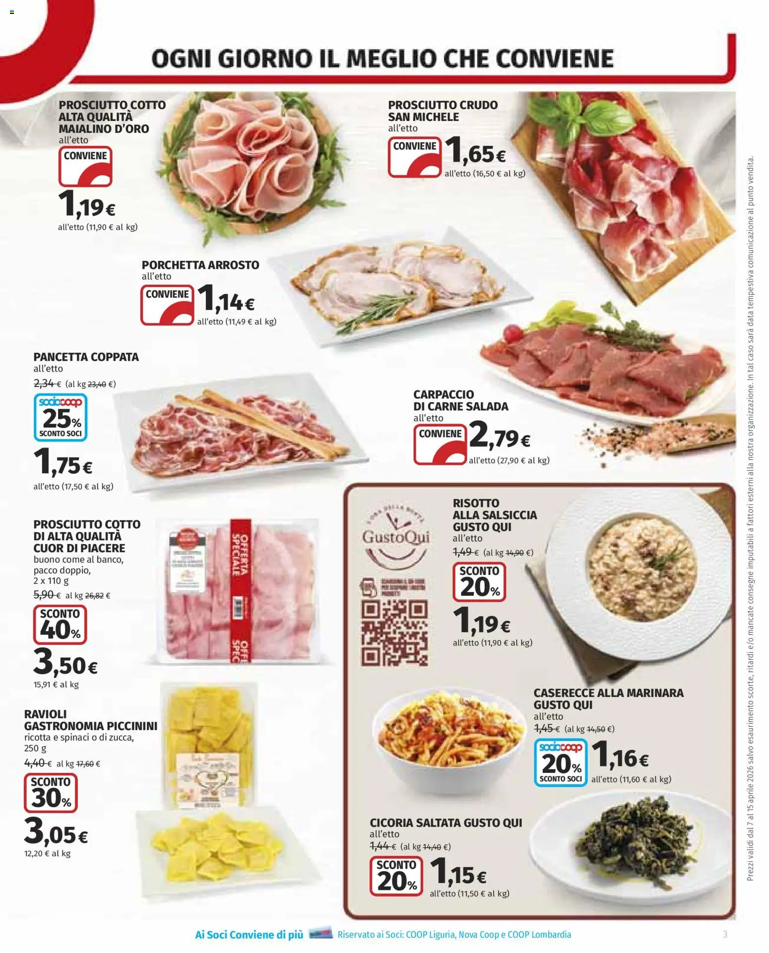 Volantino COOP del 07.04.2026 | Pagina: 3 | Prodotti: Arrosto, Prosciutto Cotto, Prosciutto, Data