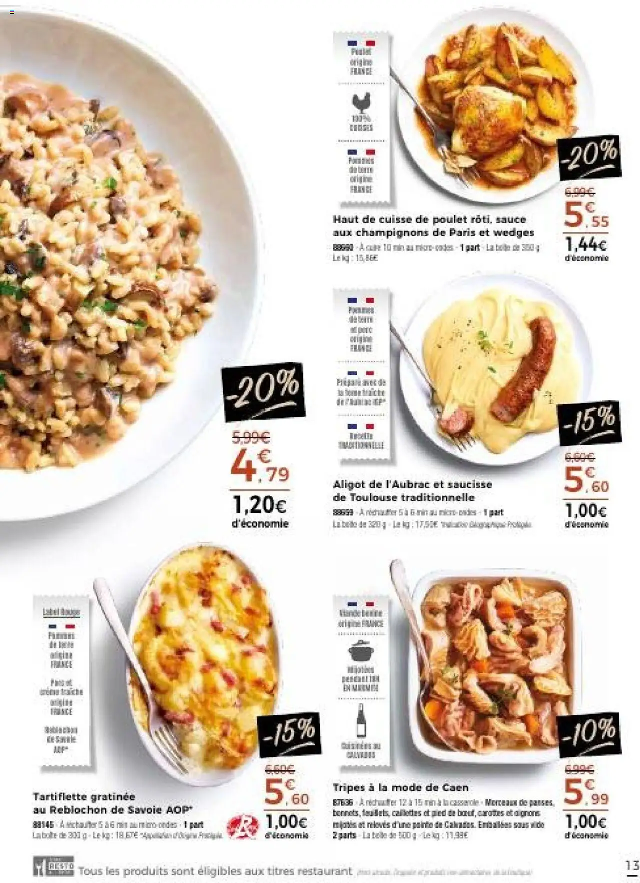 {H1} | Page: 13 | Produits: Carottes, Aligot, Tartiflette, Cuisse de poulet
