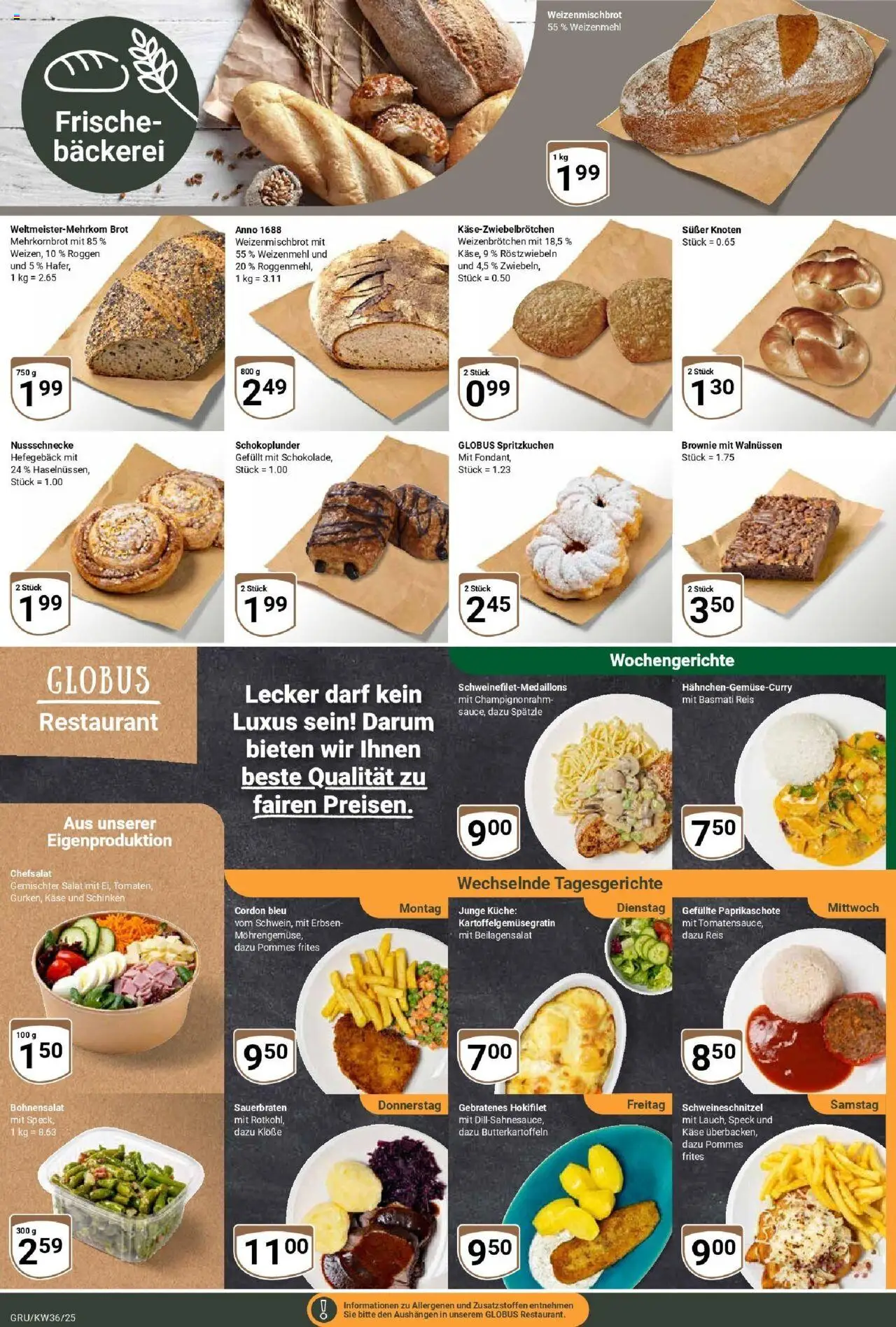 Globus prospekt Grünstadt	 – gültig ab 01.09.2025 | Seite: 9 | Produkte: Bäckerei, Käse, Pommes frites, Schinken
