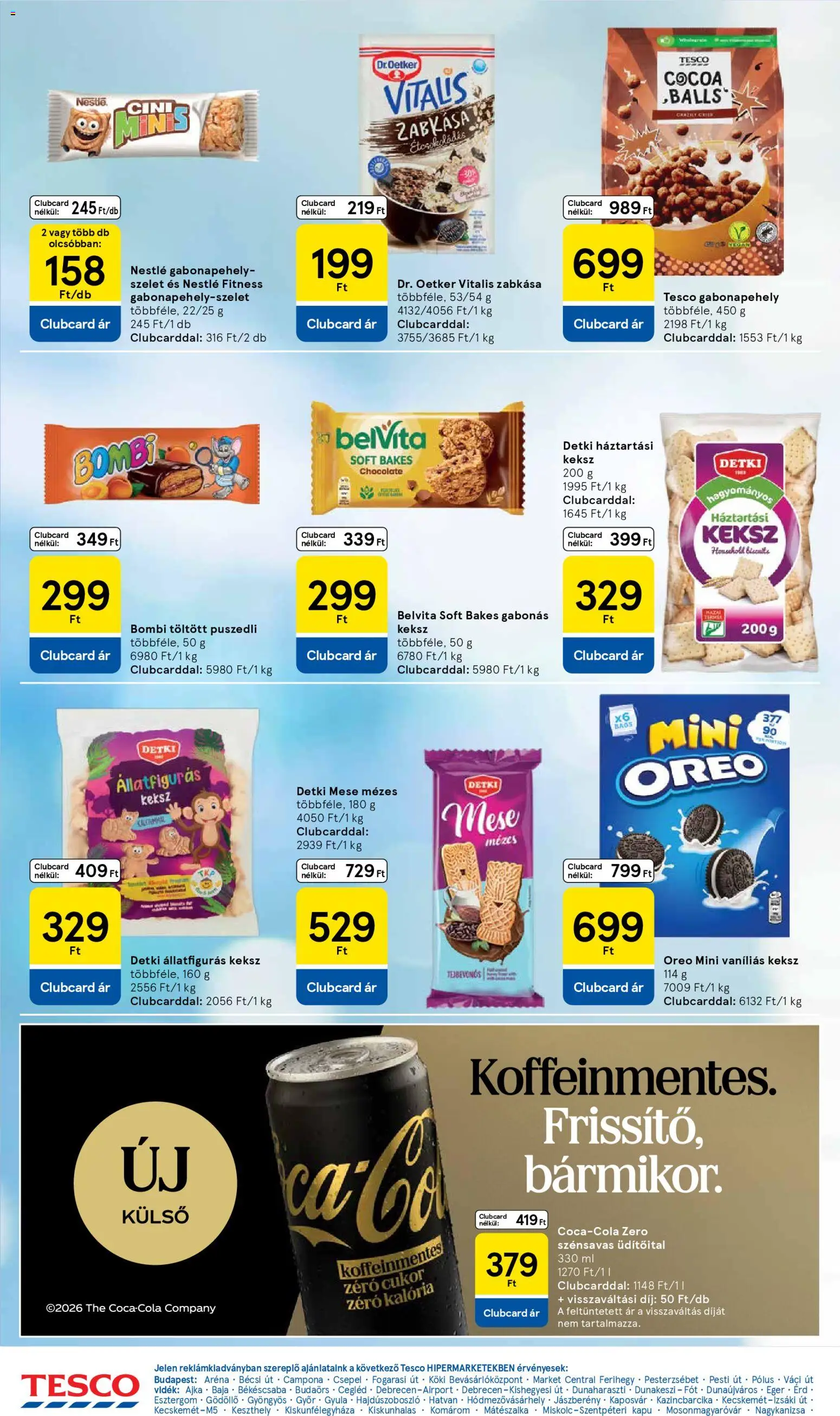 Tesco akciós ujság - amely érvényes a következő dátumtól: 26.02.2026 | Oldal: 16 | Termékek: Gabonapehely, Zabkása, Kapu, Cukor