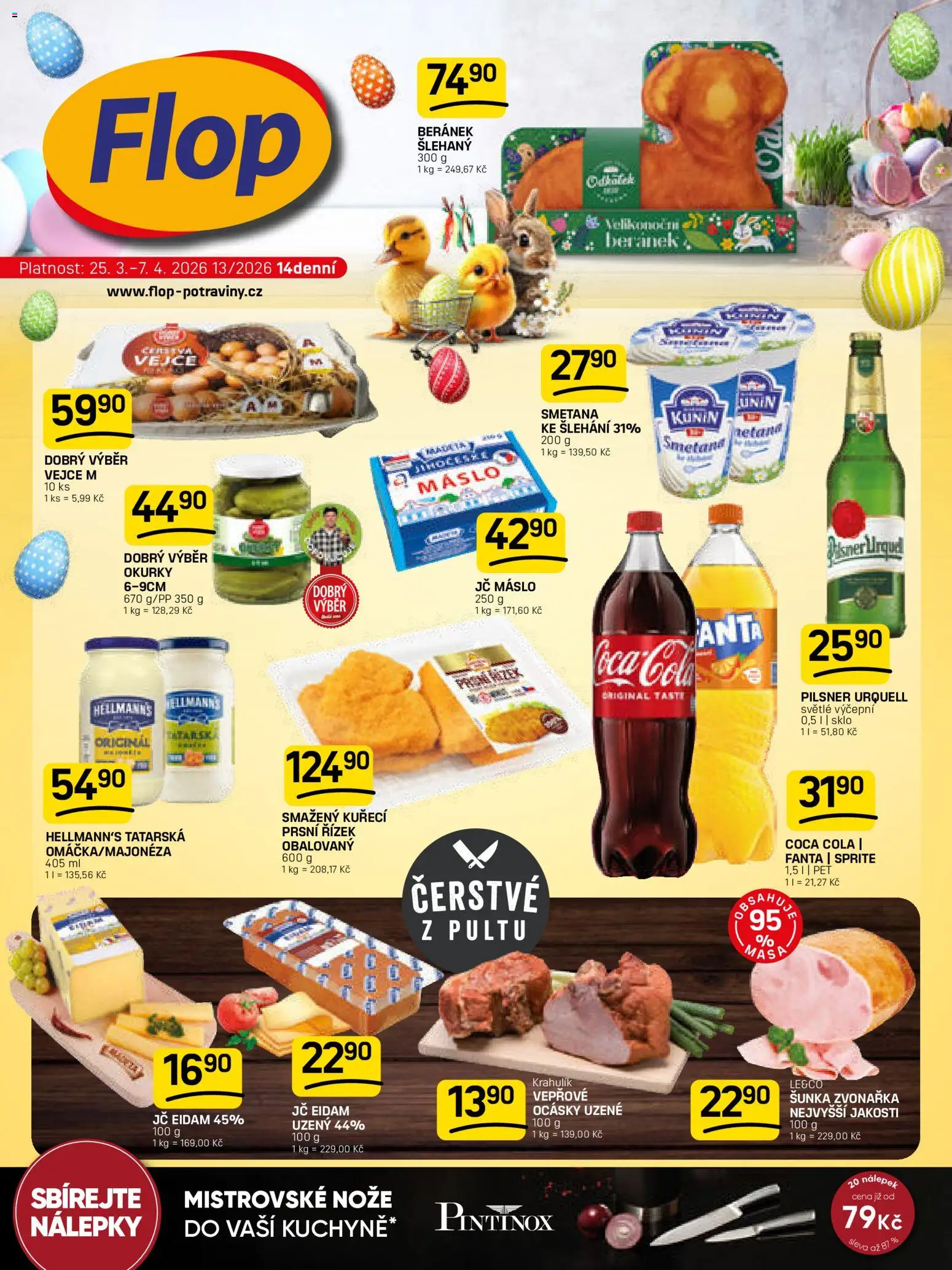 Flop leták od 25.03.2026 | Strana: 1 | Produkty: Šunka, Nože, Okurky, Sprite