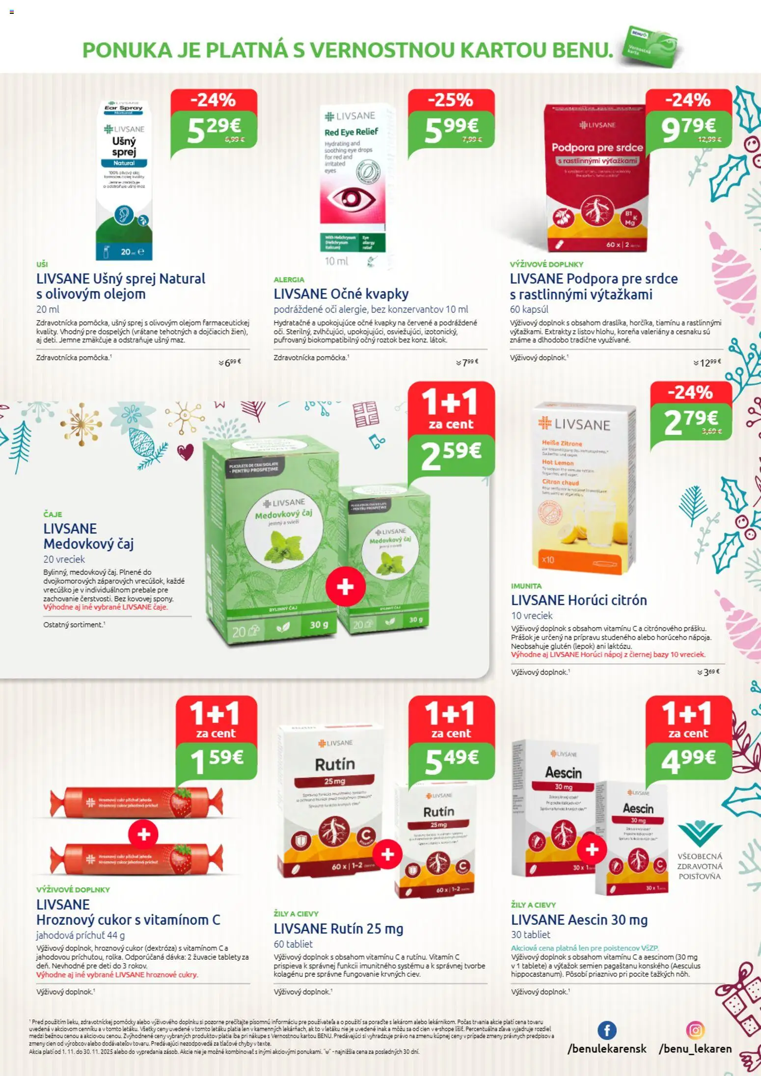 Nové BENU Lekáreň akcie – leták je platný od 01.11.2025 | Strana: 11 | Produkty: Čaj, Cukor