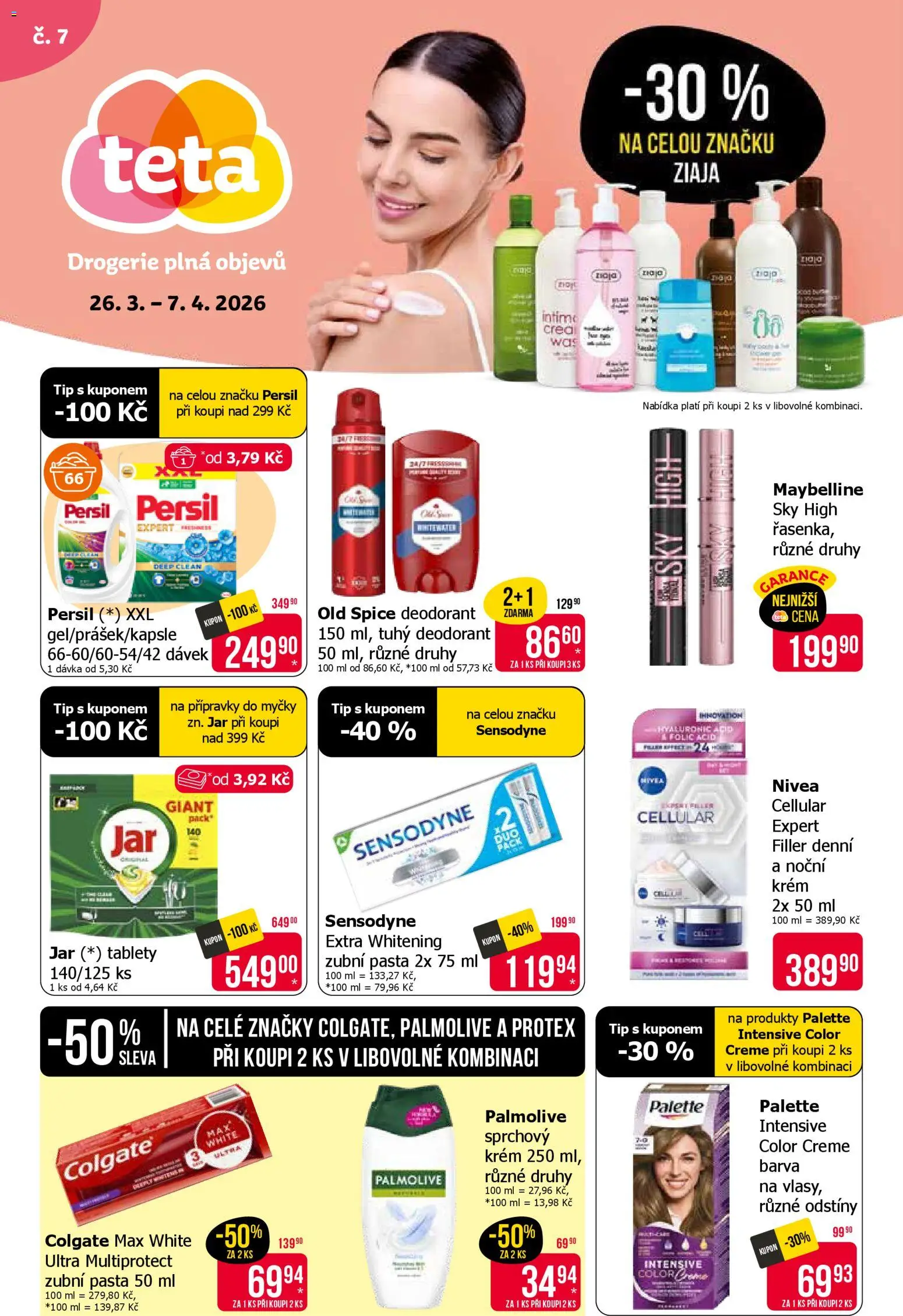TETA Drogerie leták od 26.03.2026 | Strana: 1 | Produkty: Maybelline Sky High, Nivea, Krém, Old Spice