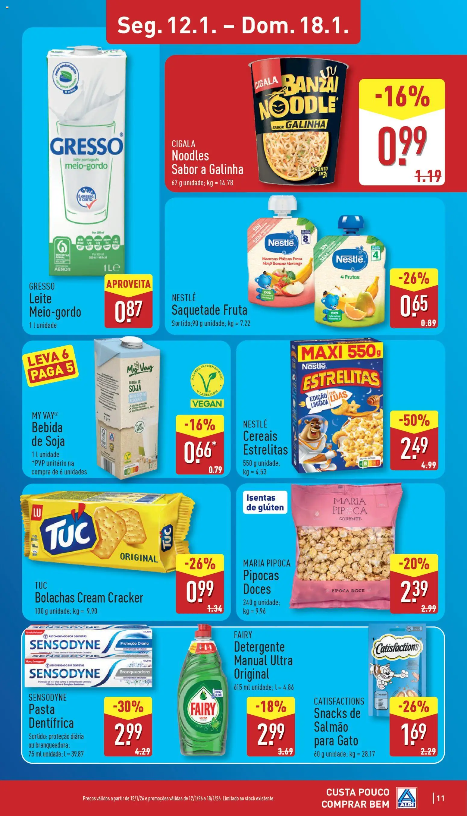 Aldi folheto │ válido de 12.01.2026 | Página: 11 | Produtos: Pipocas, Detergente, Nestlé, Bebida