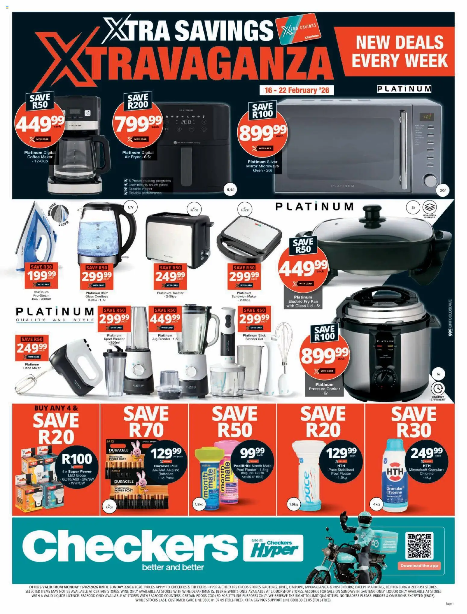 New Checkers catalogue – valid from 16.02.2026 | Page: 9 | Products: Globe, Sandwich maker, Cooker, Coffee