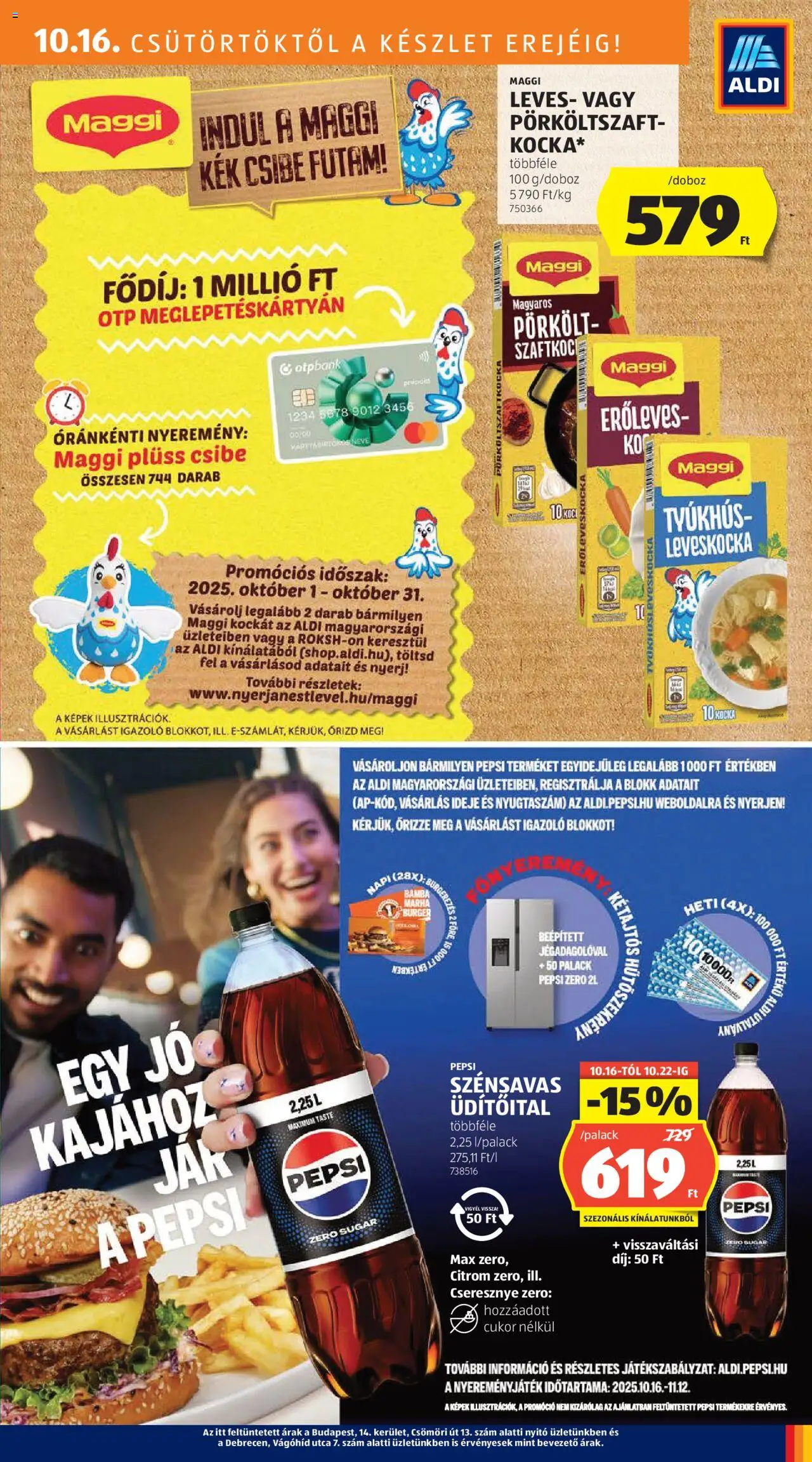 Aldi akciós ujság - amely érvényes a következő dátumtól: 16.10.2025 | Oldal: 17 | Termékek: Pepsi, Leveskocka, Cseresznye, Maggi