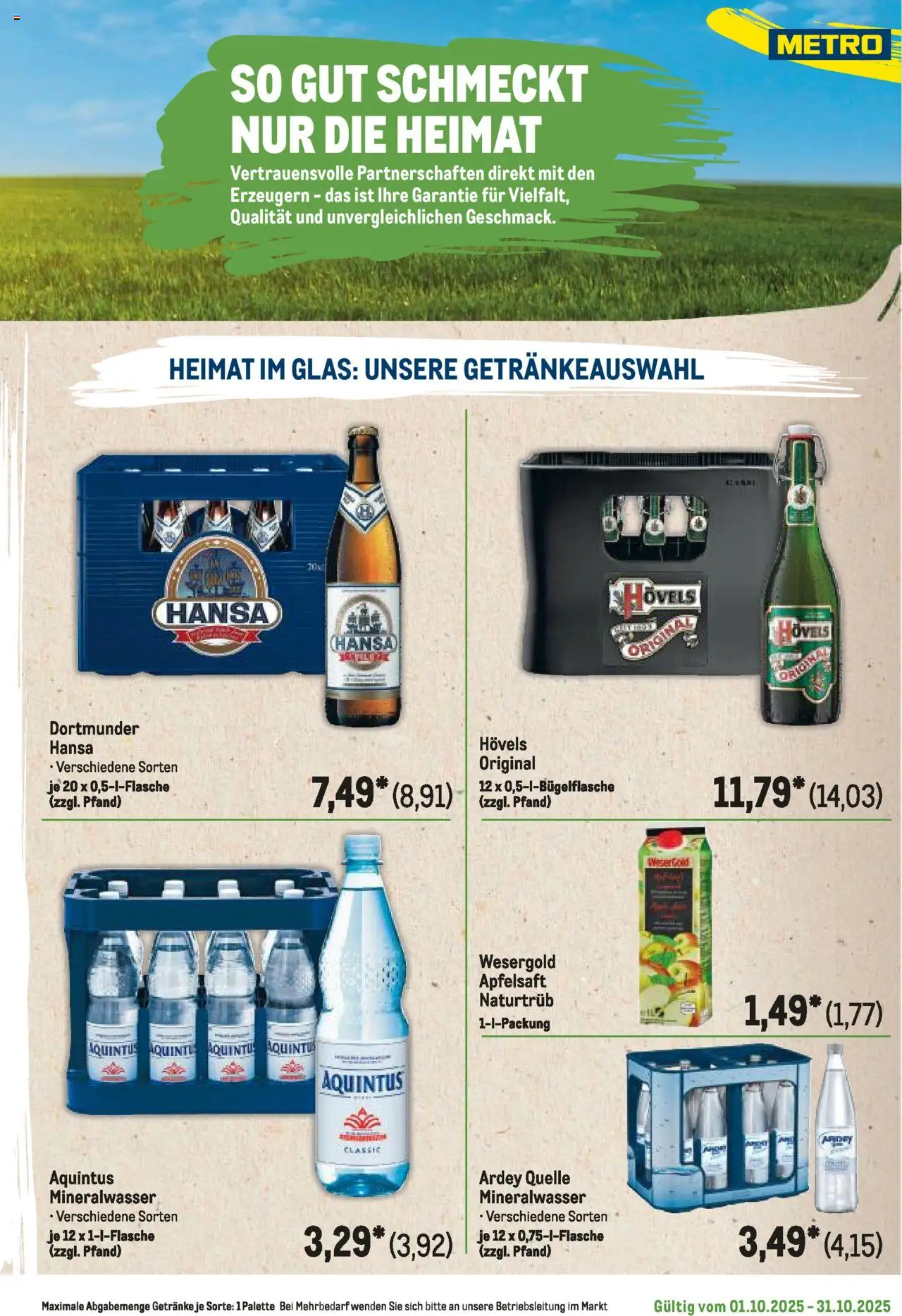Metro Regionaler Flyer – gültig ab 01.10.2025 | Seite: 35 | Produkte: Apfelsaft, Mineralwasser