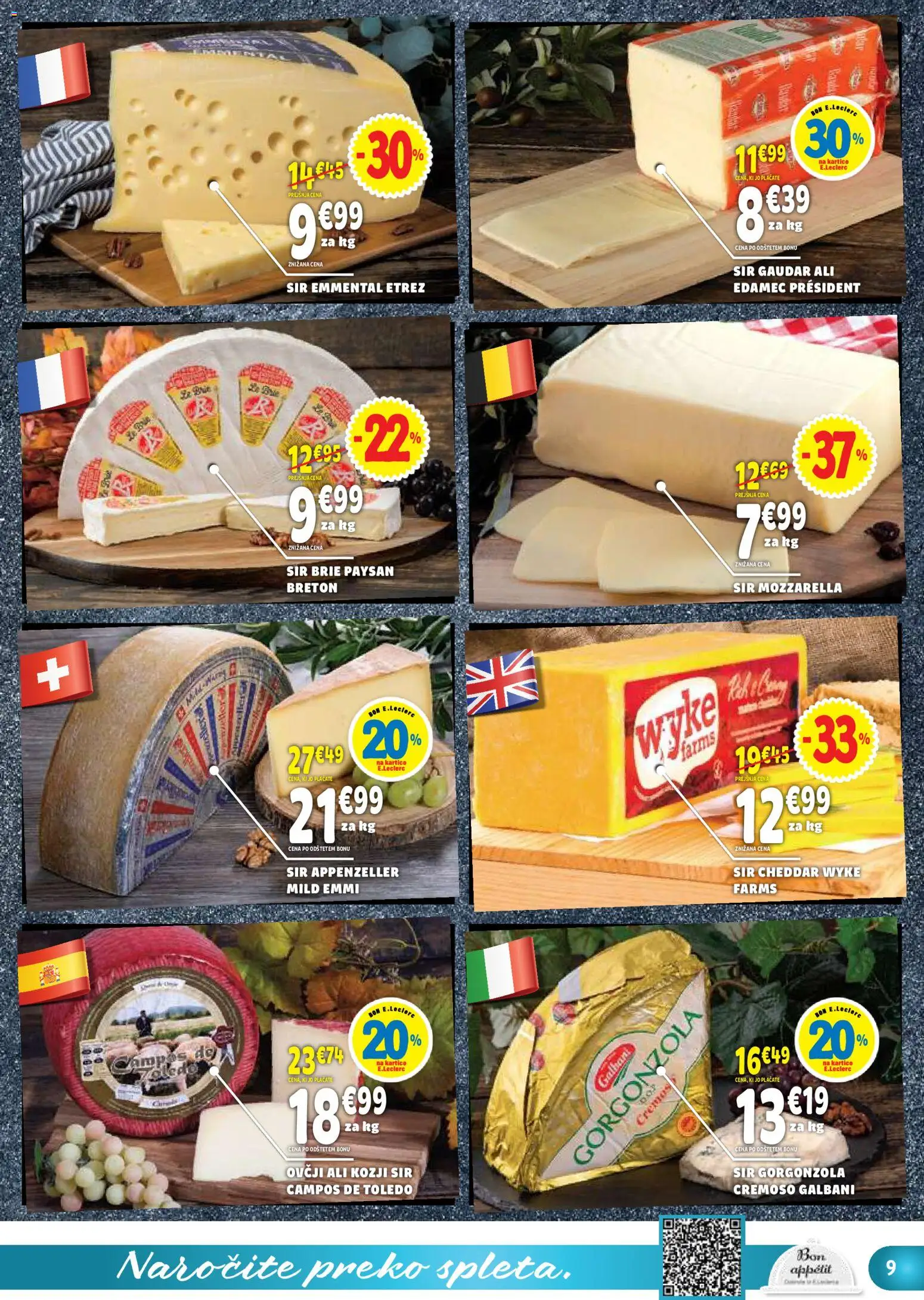 Novi E.leclerc katalog ponudbe – veljaven od 29.04.2026 | Stran: 9 | Izdelki: Edamec, Sir, Cheddar