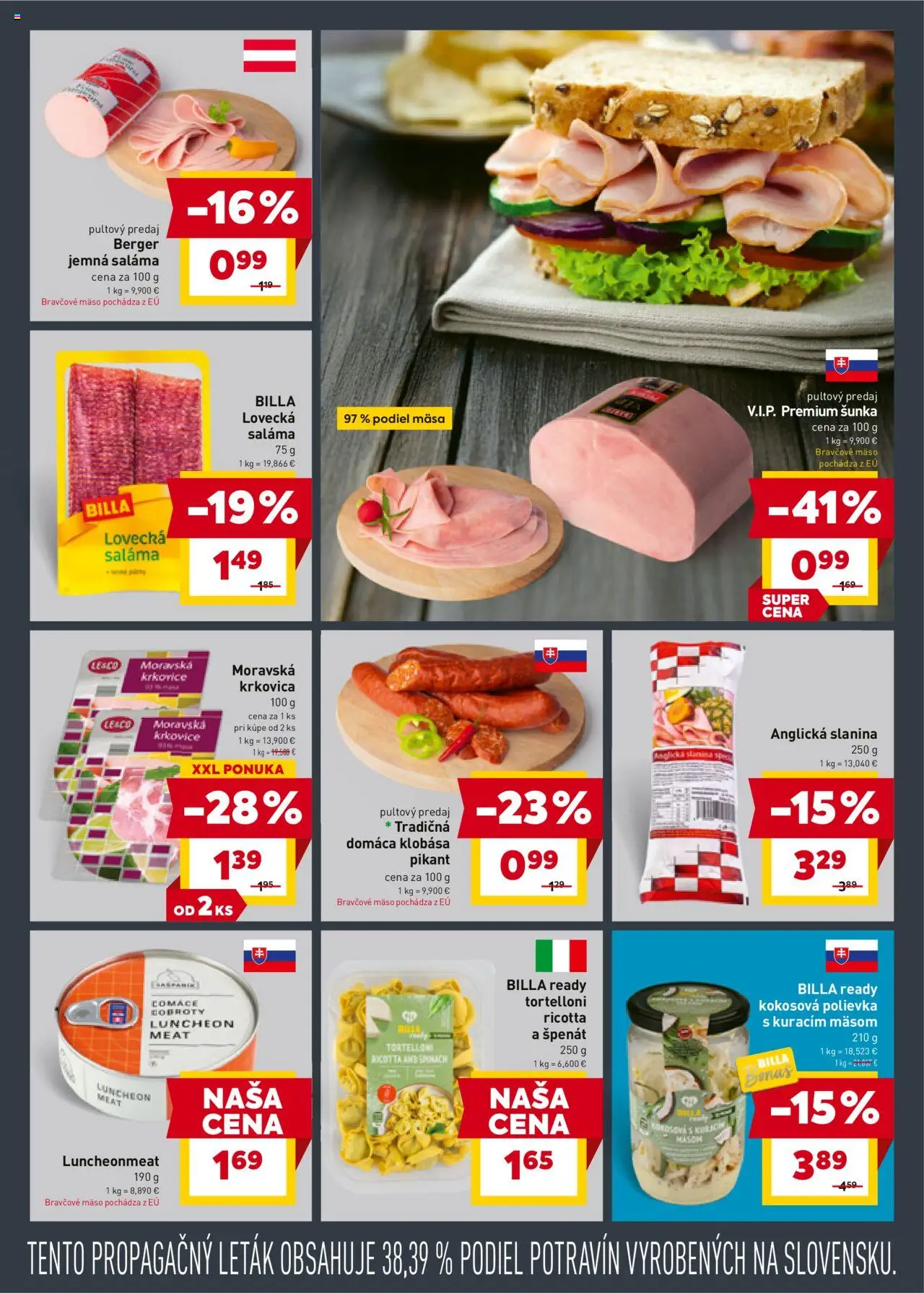 Billa leták │ platný od 18.06.2025 | Strana: 5 | Produkty: Šunka, Slanina, Klobása, Bravčové mäso