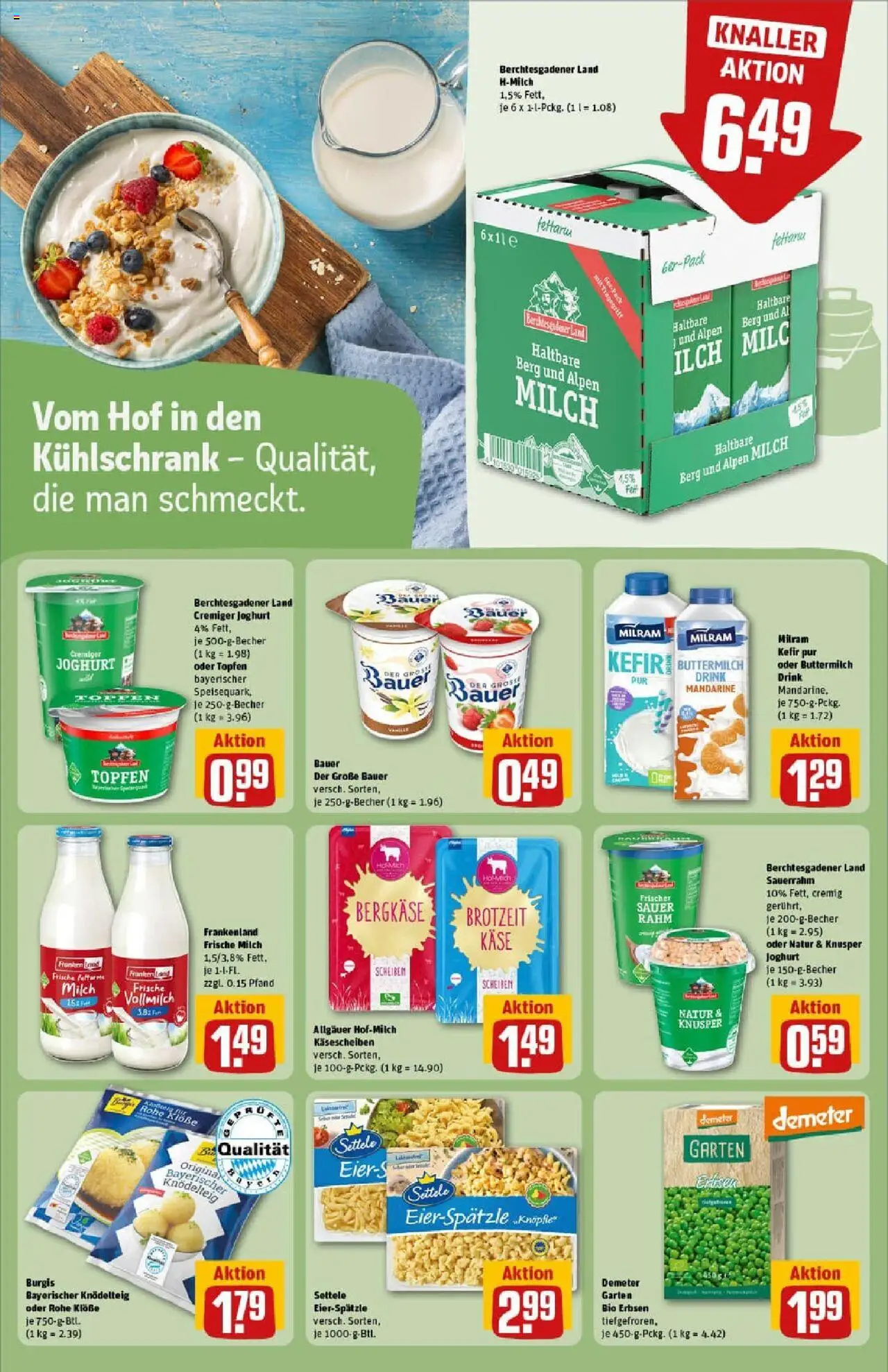 Rewe prospekt Höchberg	 - gültig ab dem 24.08.2025 | Seite: 19 | Produkte: Milch, Käse, Kühlschrank, Erbsen