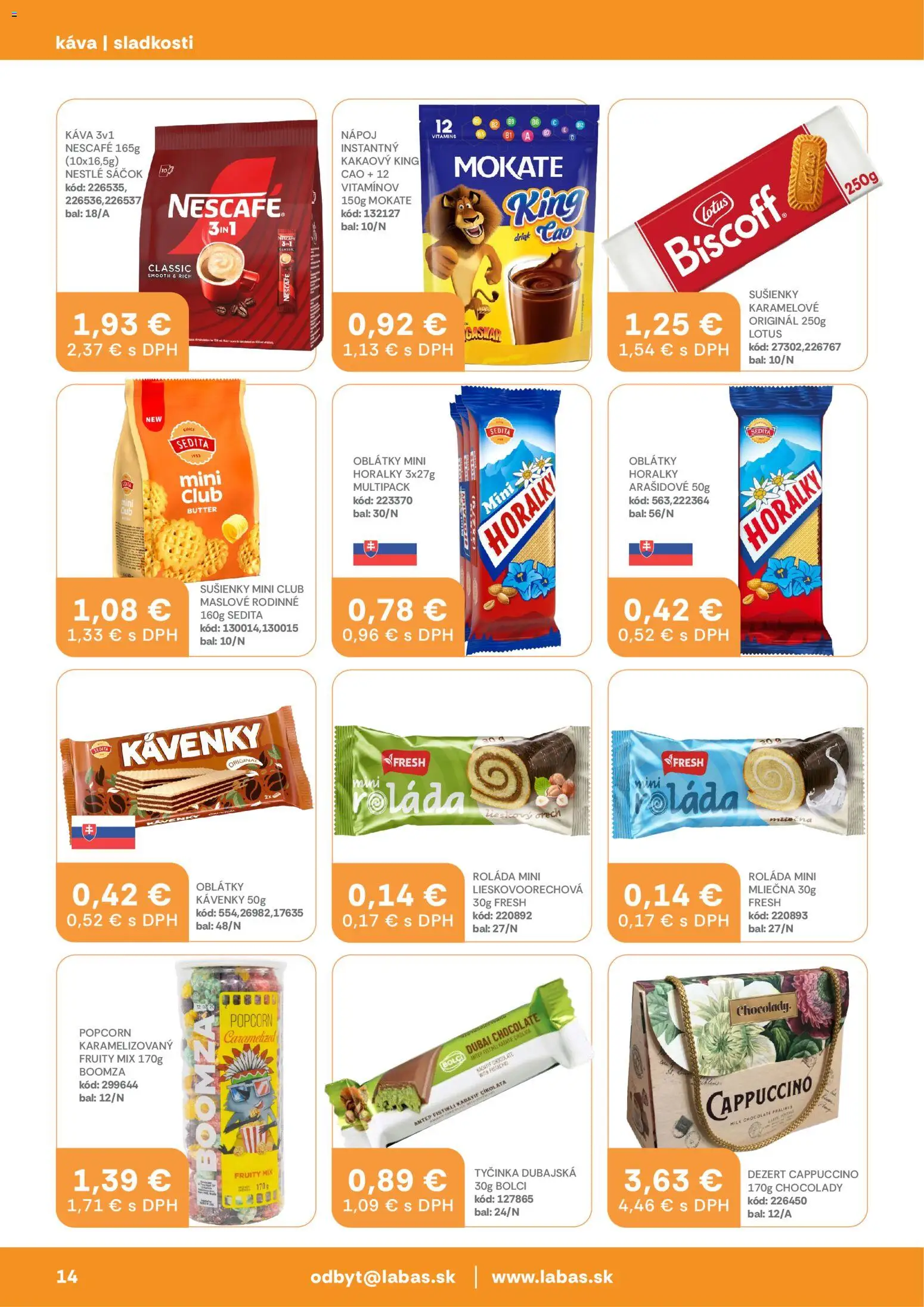 Nové Labaš akcie – leták je platný od 27.02.2026 | Strana: 14 | Produkty: Káva, Nescafé Classic, Horálky