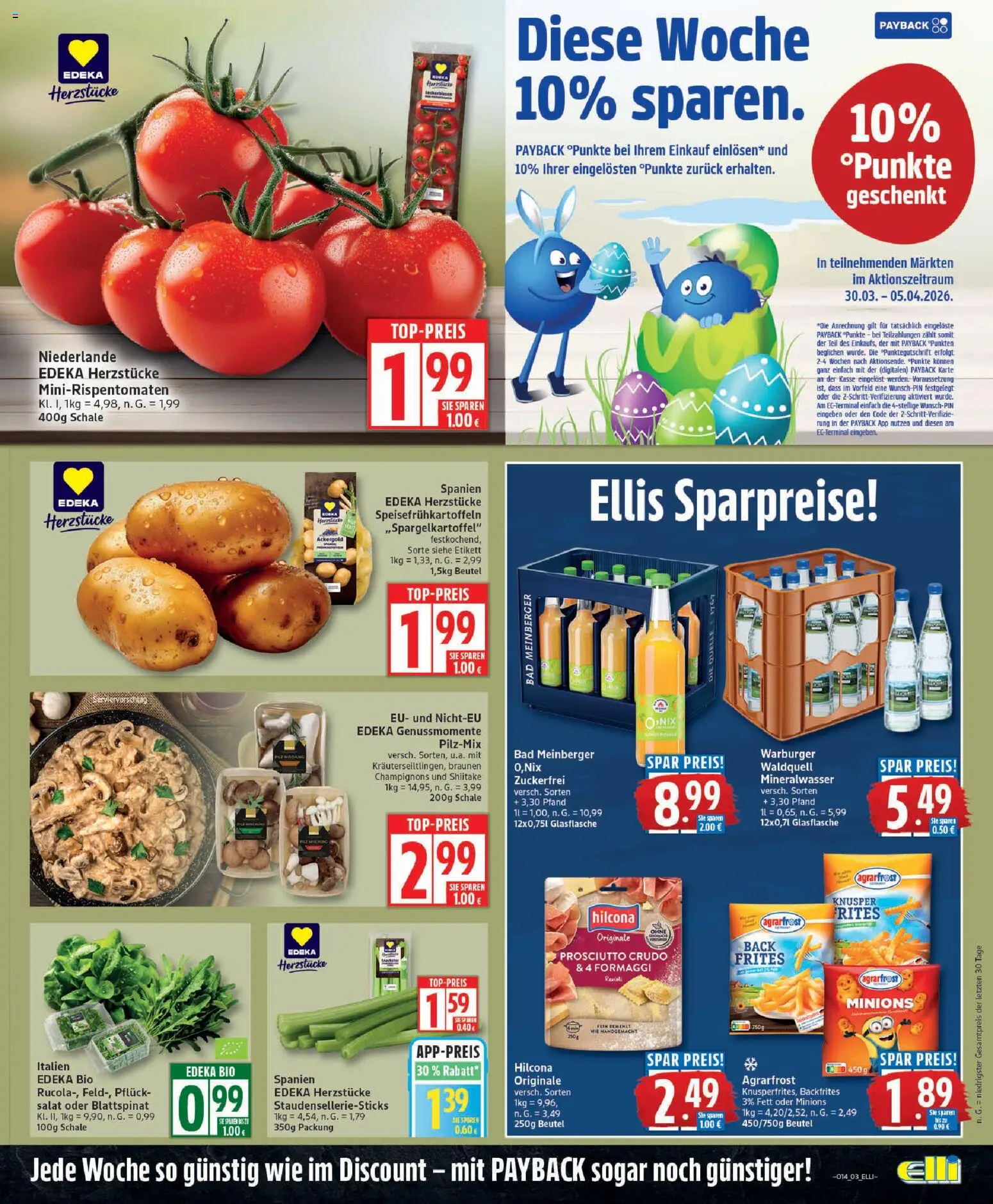 Elli Markt Prospekt Schloß Holte – gültig ab 30.03.2026 | Seite: 3 | Produkte: Bad, Mineralwasser, Champignons, Salat