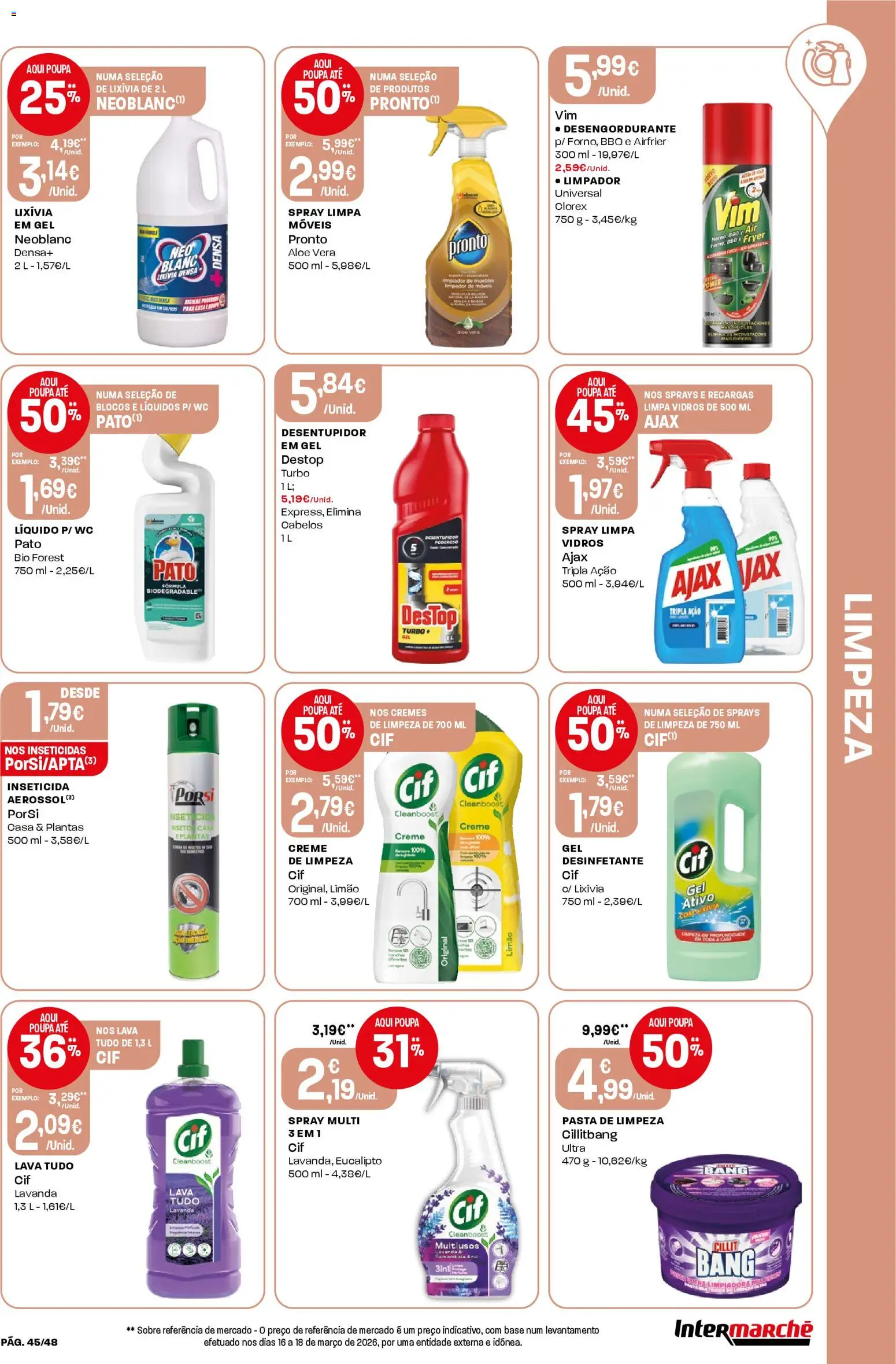 Intermarché folheto │ válido de 23.04.2026 | Página: 45 | Produtos: Inseticida, Base, Limpa vidros, Creme