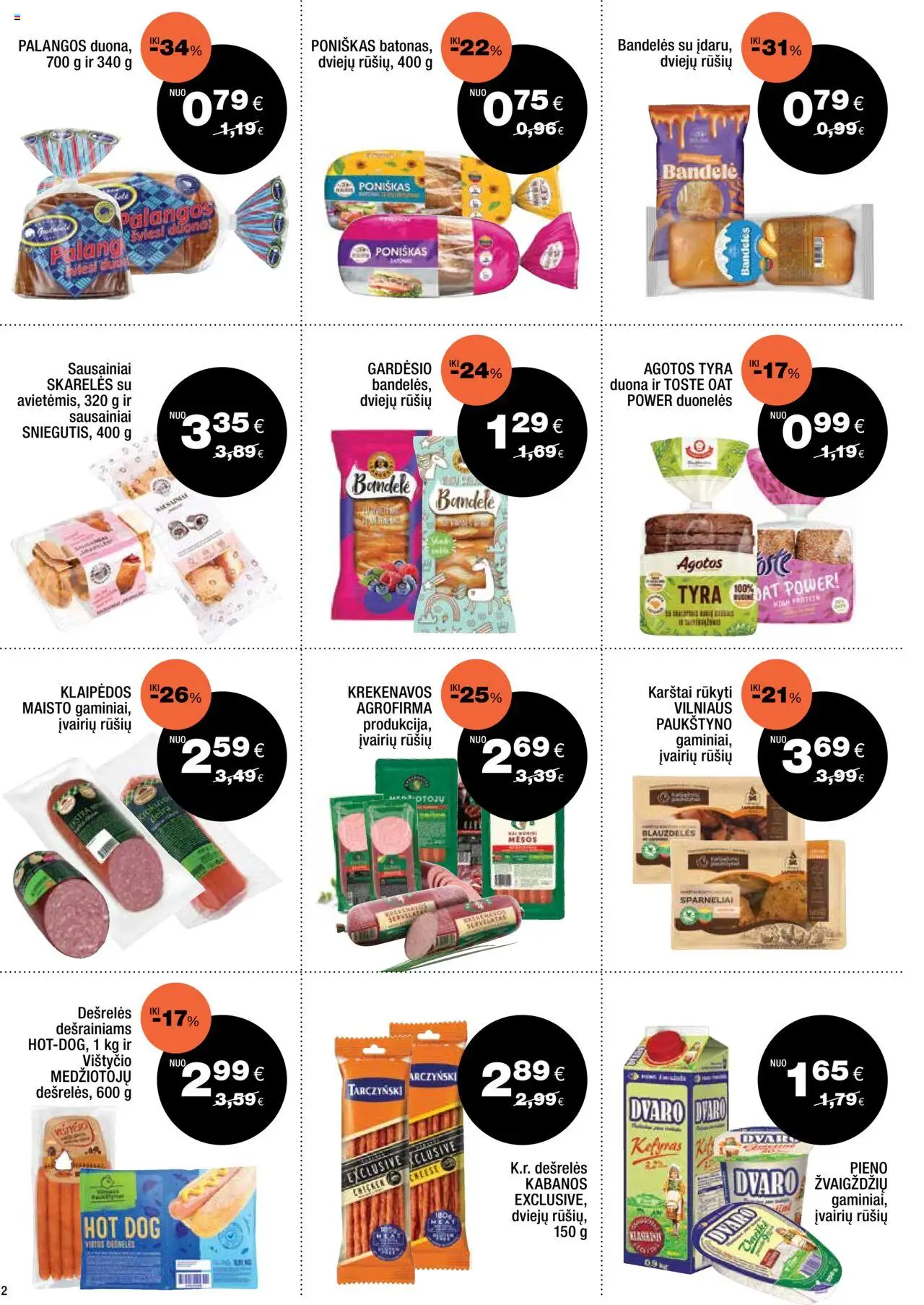 Express market akcijos nuo 05.10.2025 | Puslapis: 2 | Prekių: Dešrelės, Bandelė, Bandelės, Duona