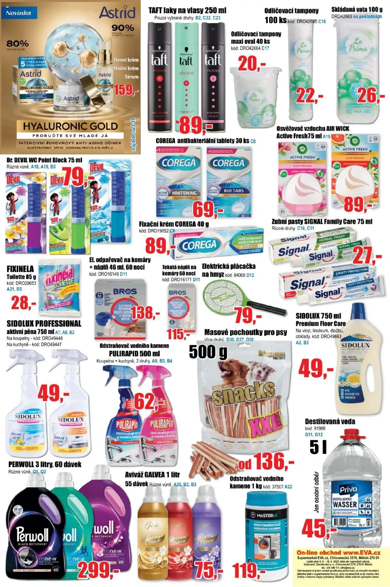 Eva supermarket leták od 06.08.2025 | Strana: 6 | Produkty: Krém, Osvěžovač vzduchu, Tampony, Aktivní pěna