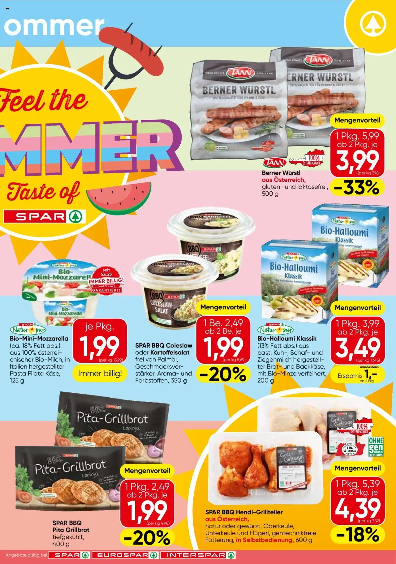 Spar Sommer - Wien gültig ab 07.08.2025 | Seite: 3 | Produkte: Pasta, Salat, Grill