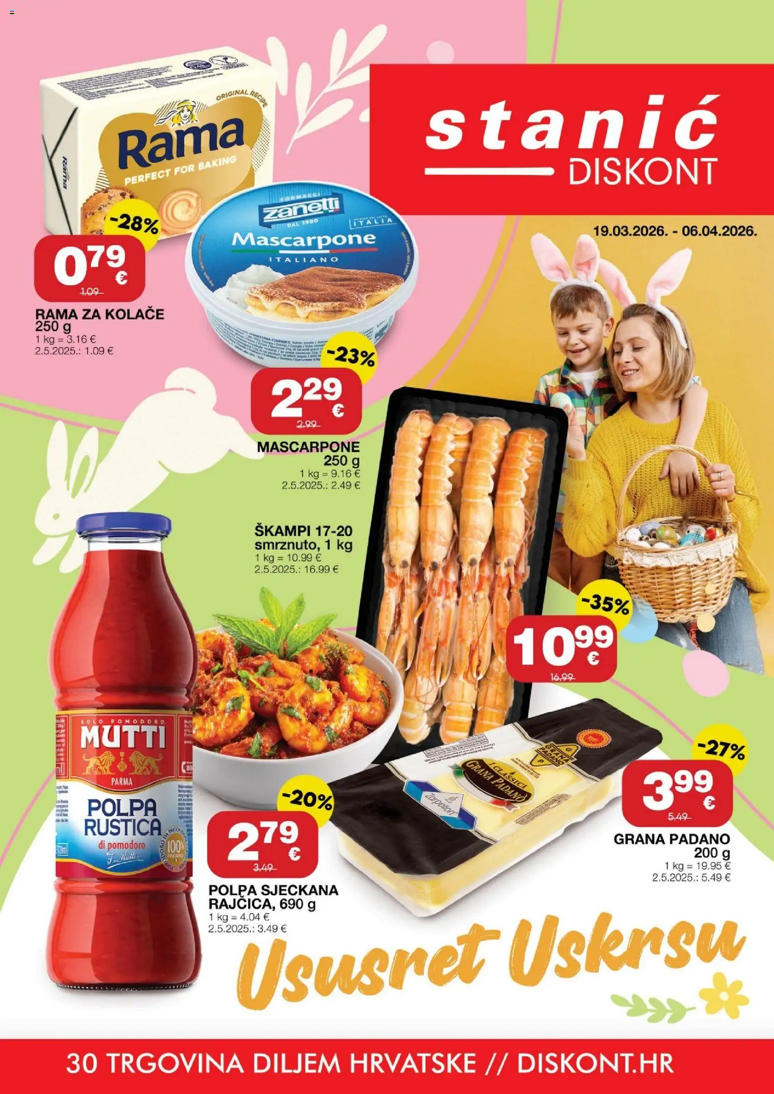 Stanić Diskont katalog | vrijedi od 19.03.2026 | Stranica: 1 | Proizvodi: Grana Padano, Mascarpone