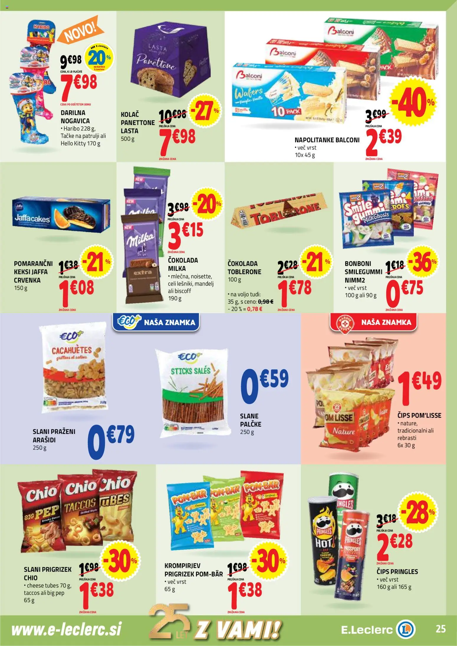 Novi E.leclerc katalog ponudbe – veljaven od 26.11.2025 | Stran: 25 | Izdelki: Napolitanke, Keksi, Bonboni, Cokolada