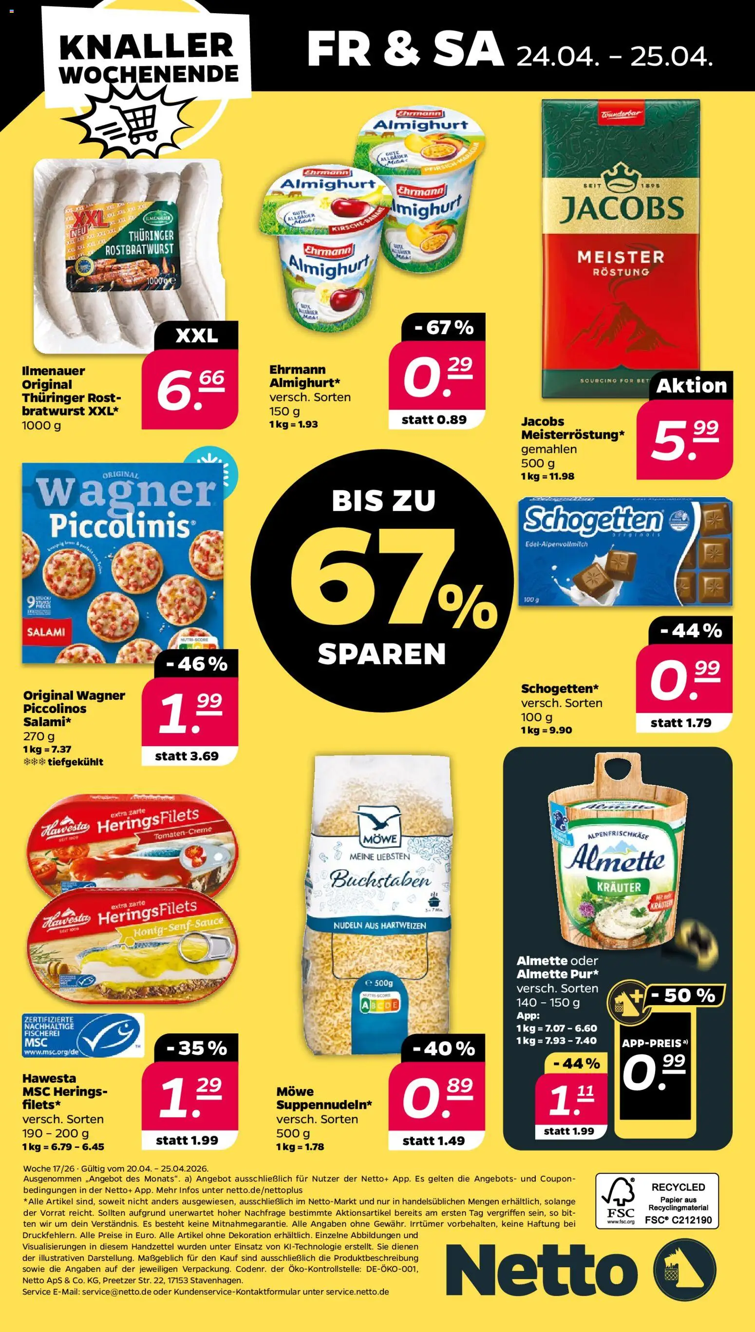 Netto Prospekt 	 – gültig ab 20.04.2026 | Seite: 36 | Produkte: Almette, Pfirsich, Salami, Nudeln