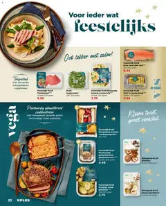 Feestelijk PLUS Zalm in bladerdeeg****, Zalm in bladerdeeg, schaal 250 gram - Voorbeeld van een folder van Plus, geldig van 29.11.2025 | Pagina: 22 | Producten: Aardappel, Schaal, Zalm, Mozzarella