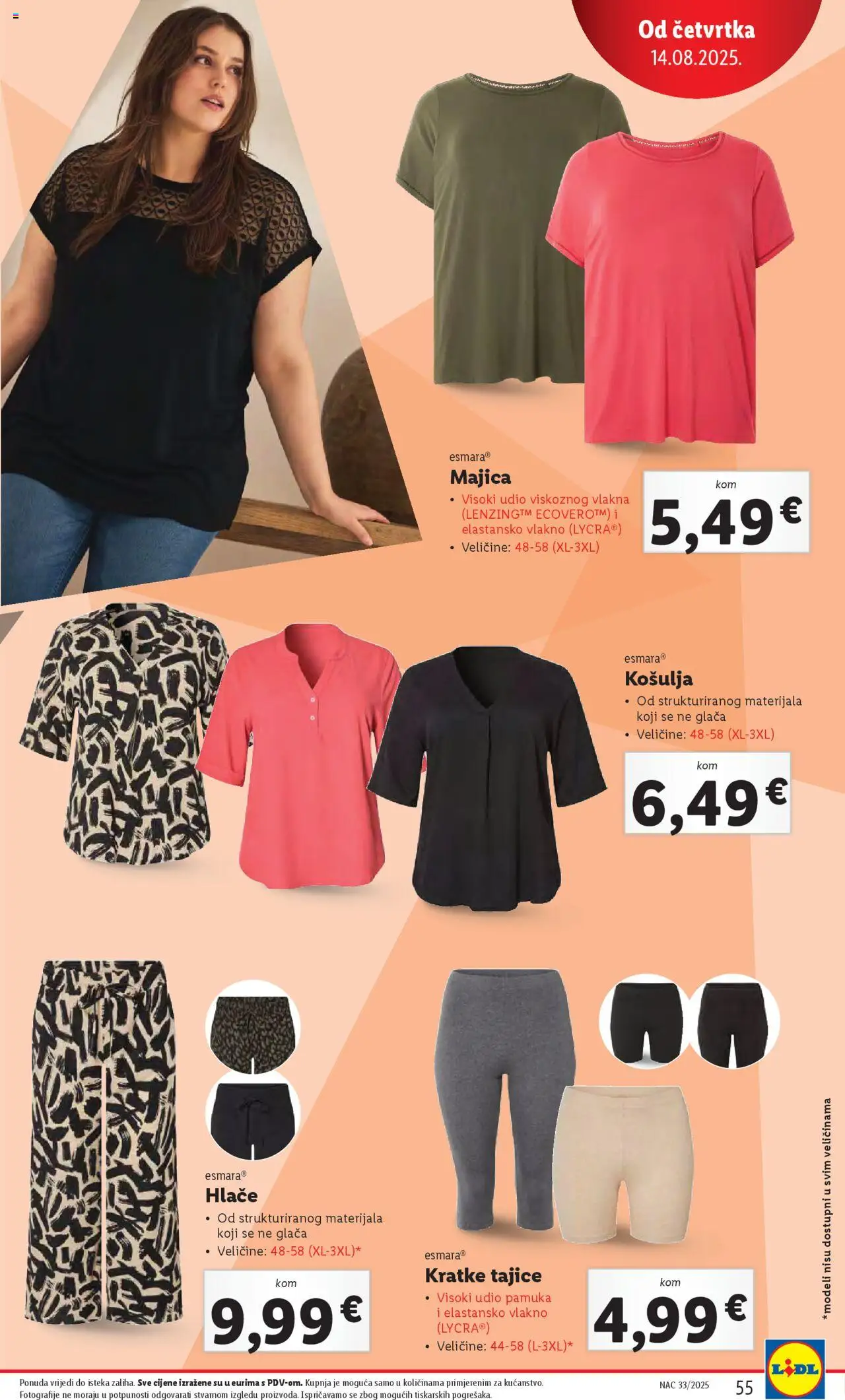 Lidl katalog | vrijedi od 11.08.2025 | Stranica: 55 | Proizvodi: Košulja, Majica, Hlače, Tajice