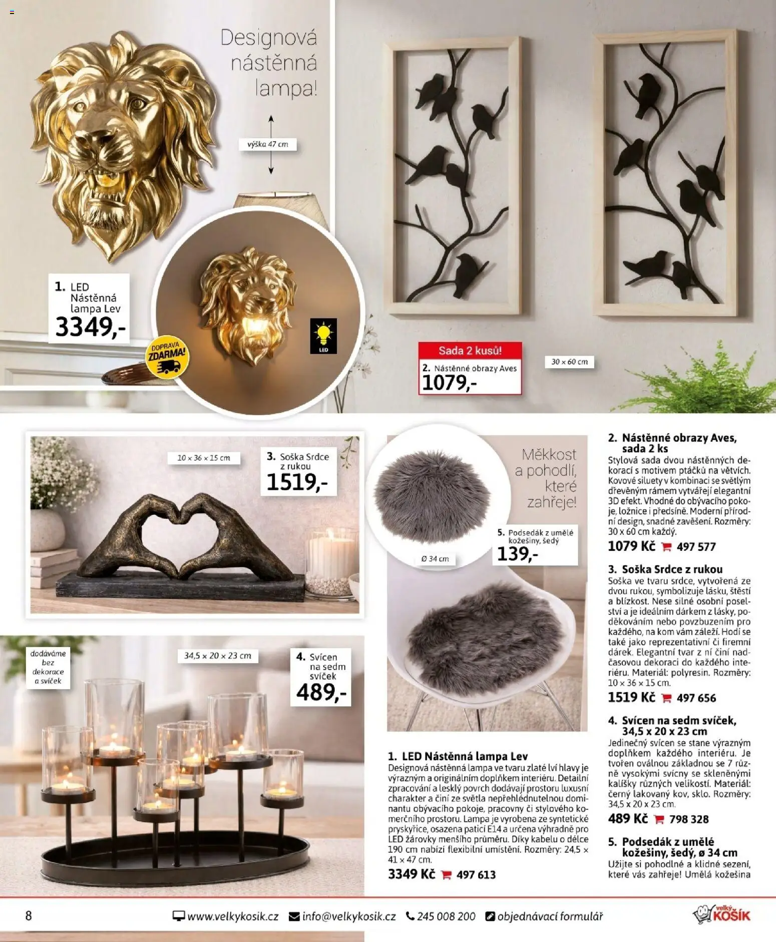 Velký Košík katalog únor 2026 od 01.02.2026 | Strana: 8 | Produkty: LED žárovky, Umělá kožešina, Podsedák, Lampa