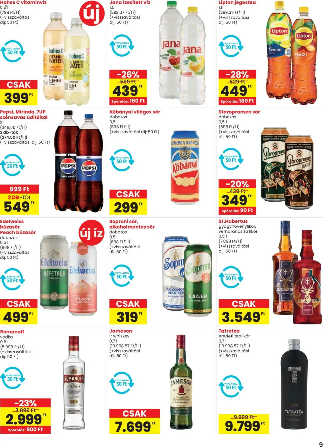 Spar akciós ujság - amely érvényes a következő dátumtól: 02.10.2025 | Oldal: 9 | Termékek: Chardonnay, Pepsi, Sör, Narancs