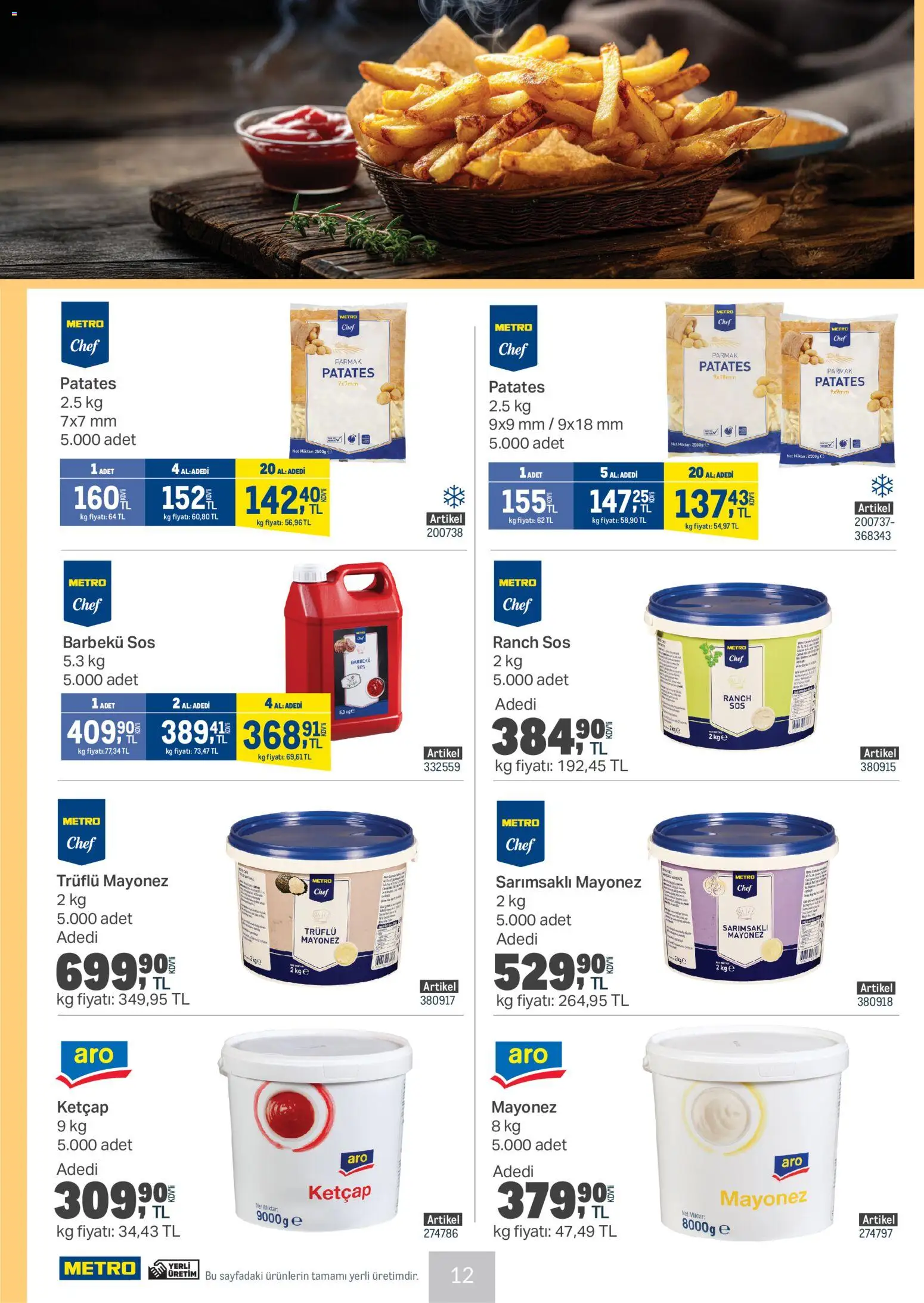 Metro - Et & Tavuk & Köfte Restoranları - 25.02.2026 tarihinden itibaren geçerlidir | Sayfa: 12 | Ürünler: Barbekü sos, Ketçap, Mayonez, Sos