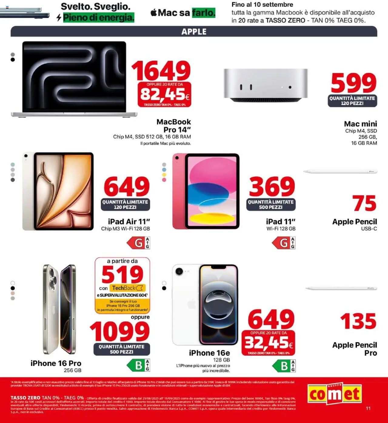 Volantino Comet del 21.08.2025 | Pagina: 11 | Prodotti: Iphone, Ipad, Macbook