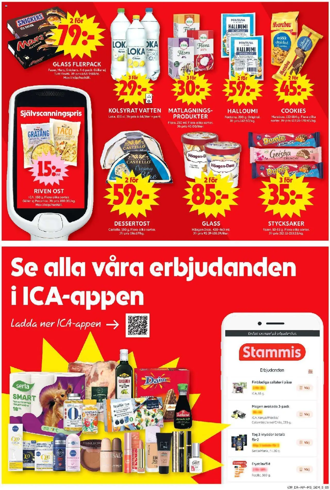 ICA Maxi reklamblad aktuell från 22.09.2025 | Sida: 6 | Produkter: Torskfile, Toalettpapper, Riven ost, Ost