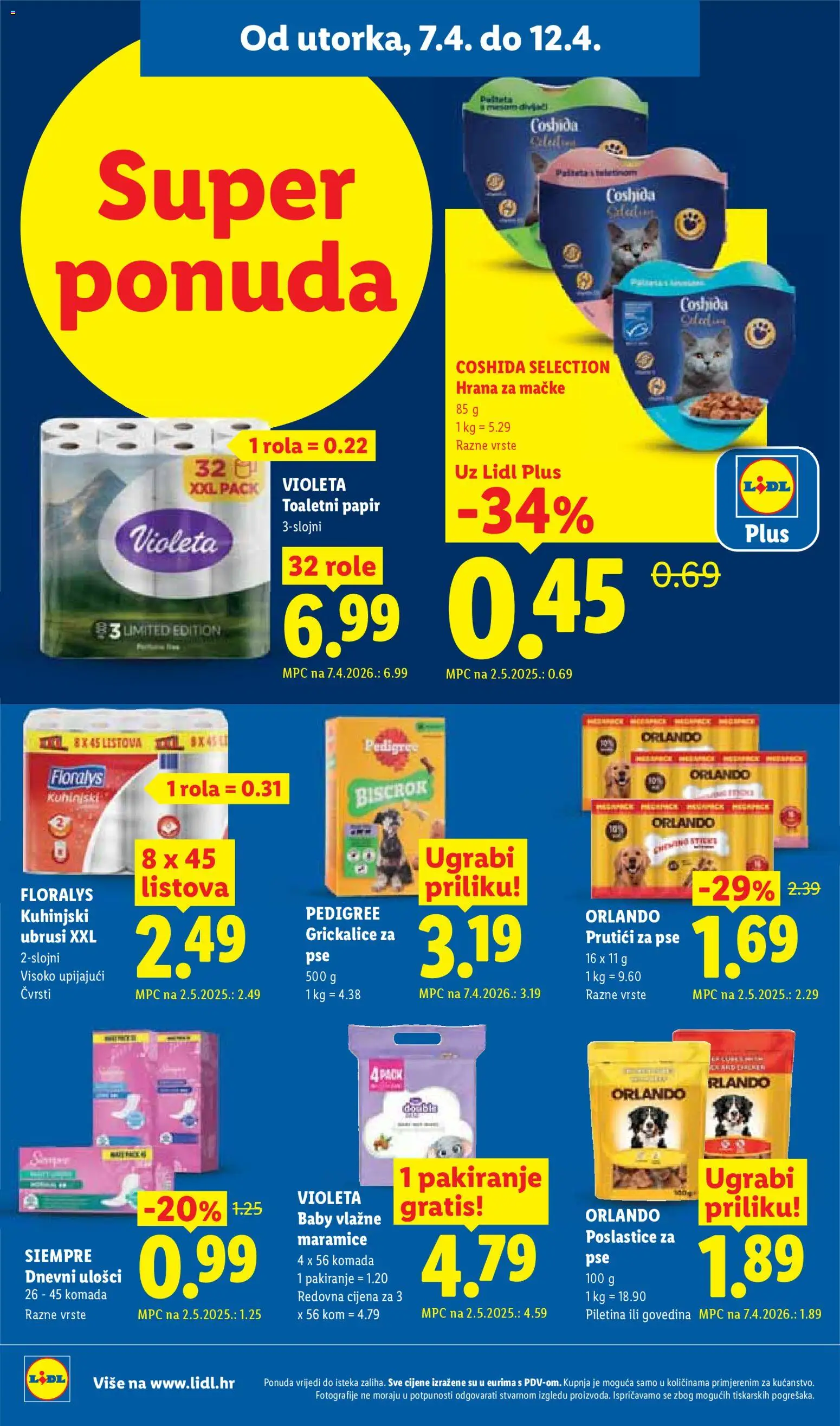 Lidl katalog | vrijedi od 07.04.2026 | Stranica: 24 | Proizvodi: Dnevni ulošci, Vlažne maramice, Piletina, Govedina