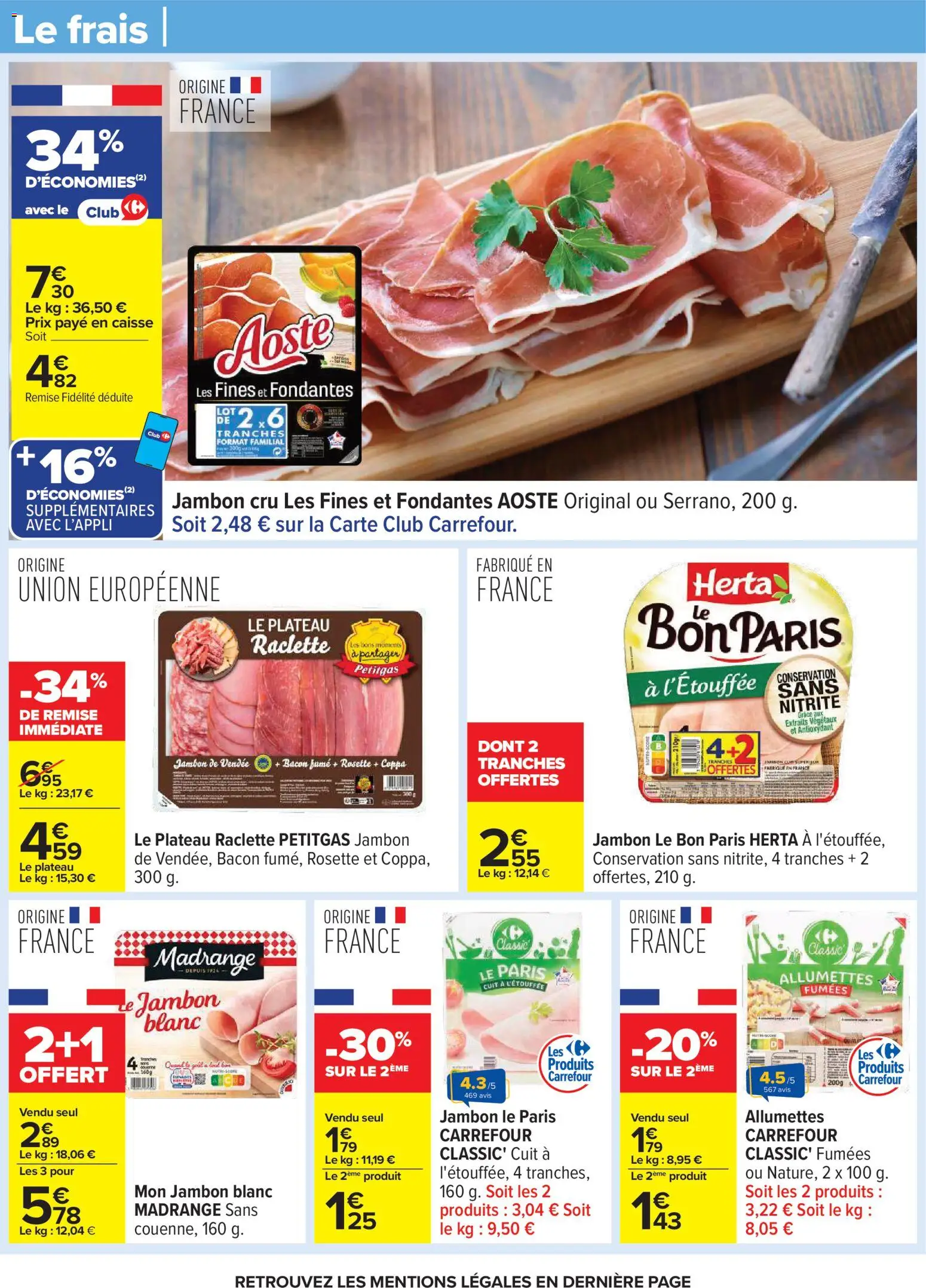 {H1} | Page: 43 | Produits: Jambon Cru, Jambon blanc, Raclette, Jambon