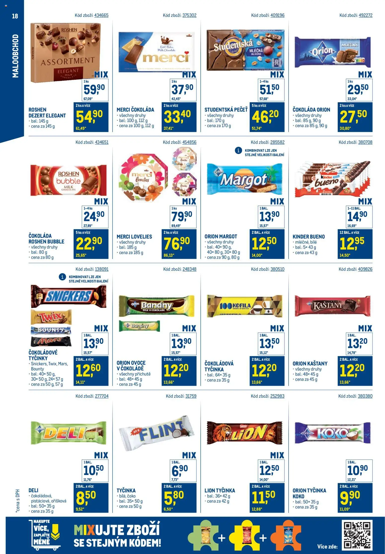 Makro leták - Stabilně výhodná cena - maloobchod od 24.09.2025 | Strana: 18 | Produkty: Banány, Merci, Tyčinky, Studentská pečeť
