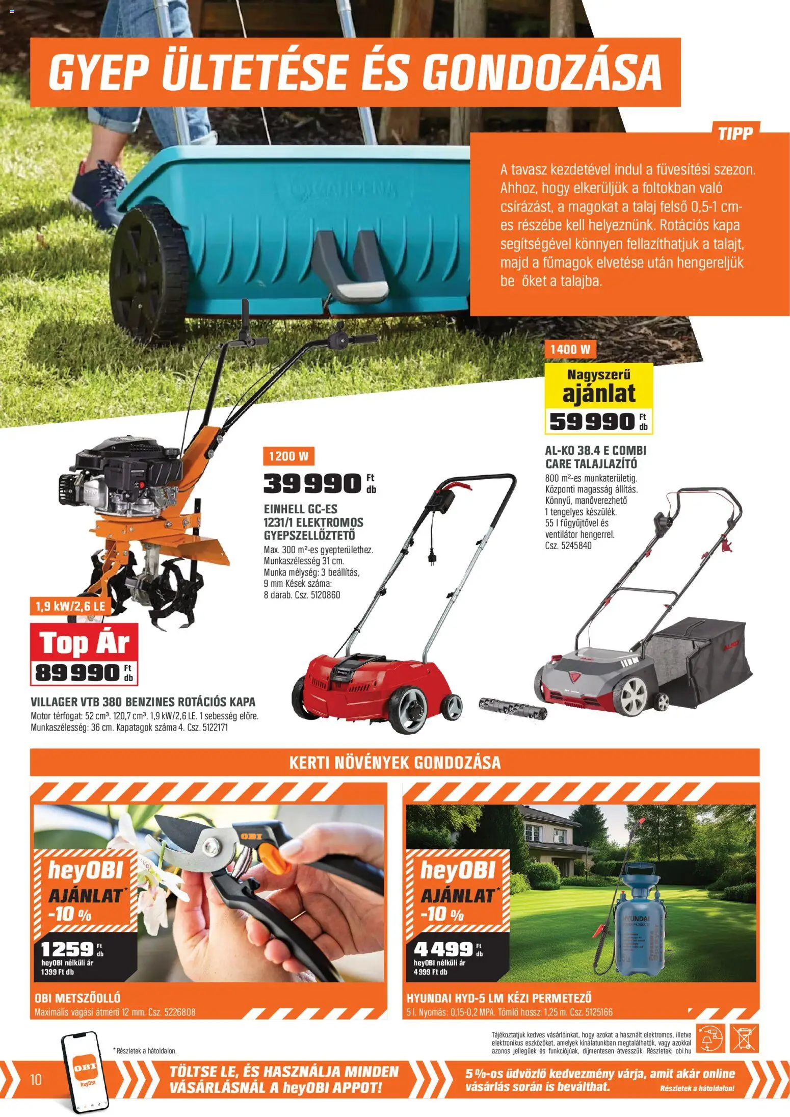 OBI akciós ujság - amely érvényes a következő dátumtól: 03.03.2026 | Oldal: 10 | Termékek: Permetező, Ventilátor, Tömlő, Metszőolló