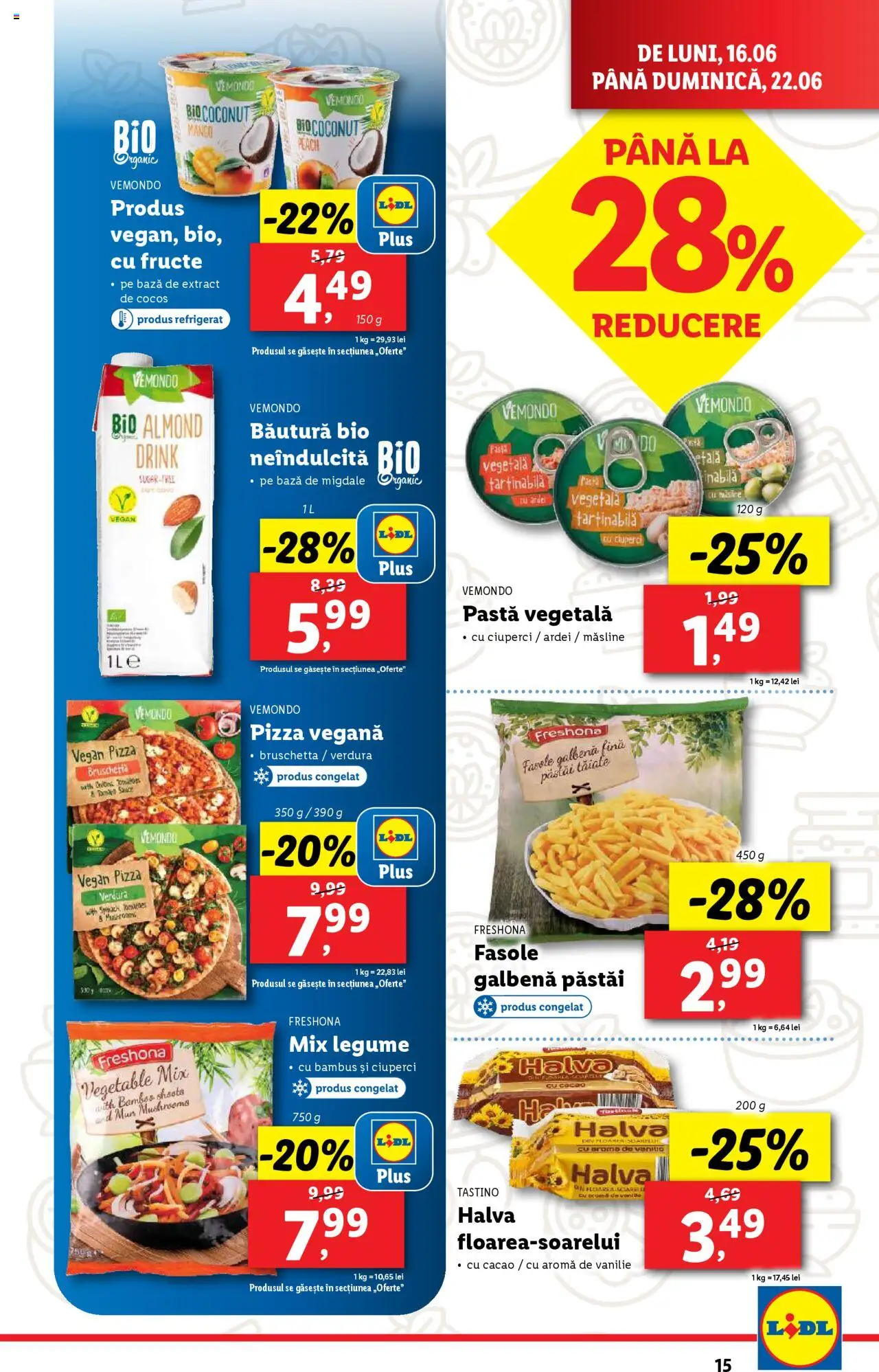 Catalog Lidl – valabil de la 16.06.2025 | Pagină: 15 | Produse: Şerit ödül, Ciuperci, Pizza, Cacao