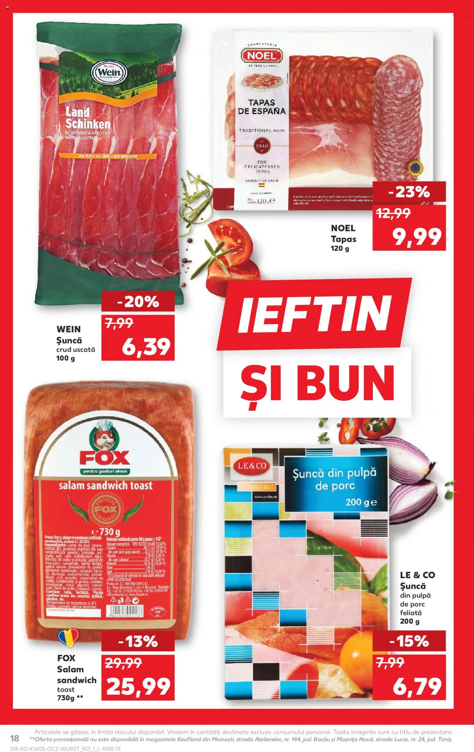 Noul catalog Kaufland – valabil de la 28.01.2026 | Pagină: 18 | Produse: Masaüstü kılıfı, Salam, Șuncă, Condimente
