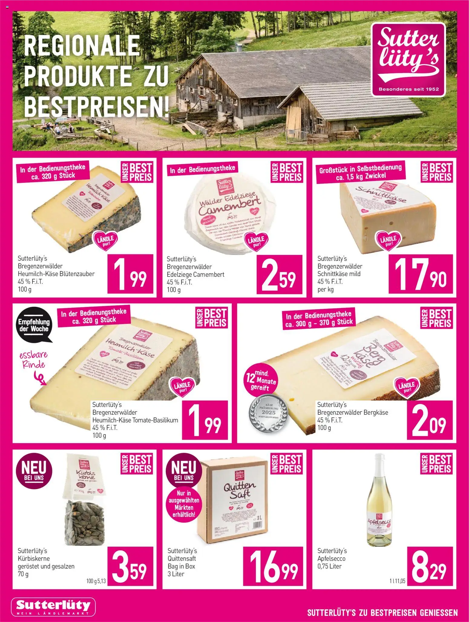 Sutterlüty Flugblatt gültig ab 29.01.2026 | Seite: 8 | Produkte: Kürbis, Box, Käse, Saft