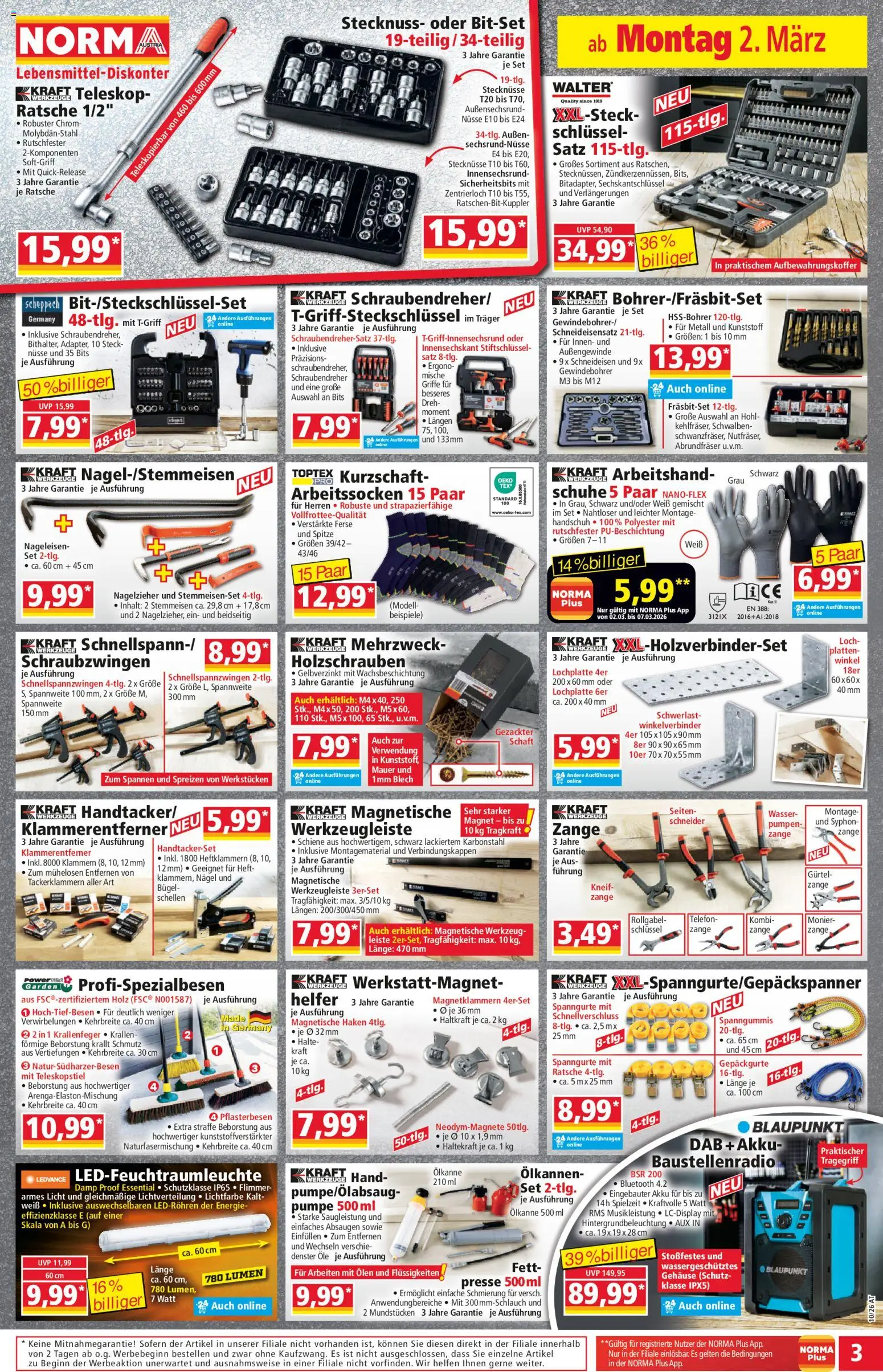 Norma Flugblatt gültig ab 02.03.2026 | Seite: 3 | Produkte: Nüsse, Wasser, Gürtel, Presse