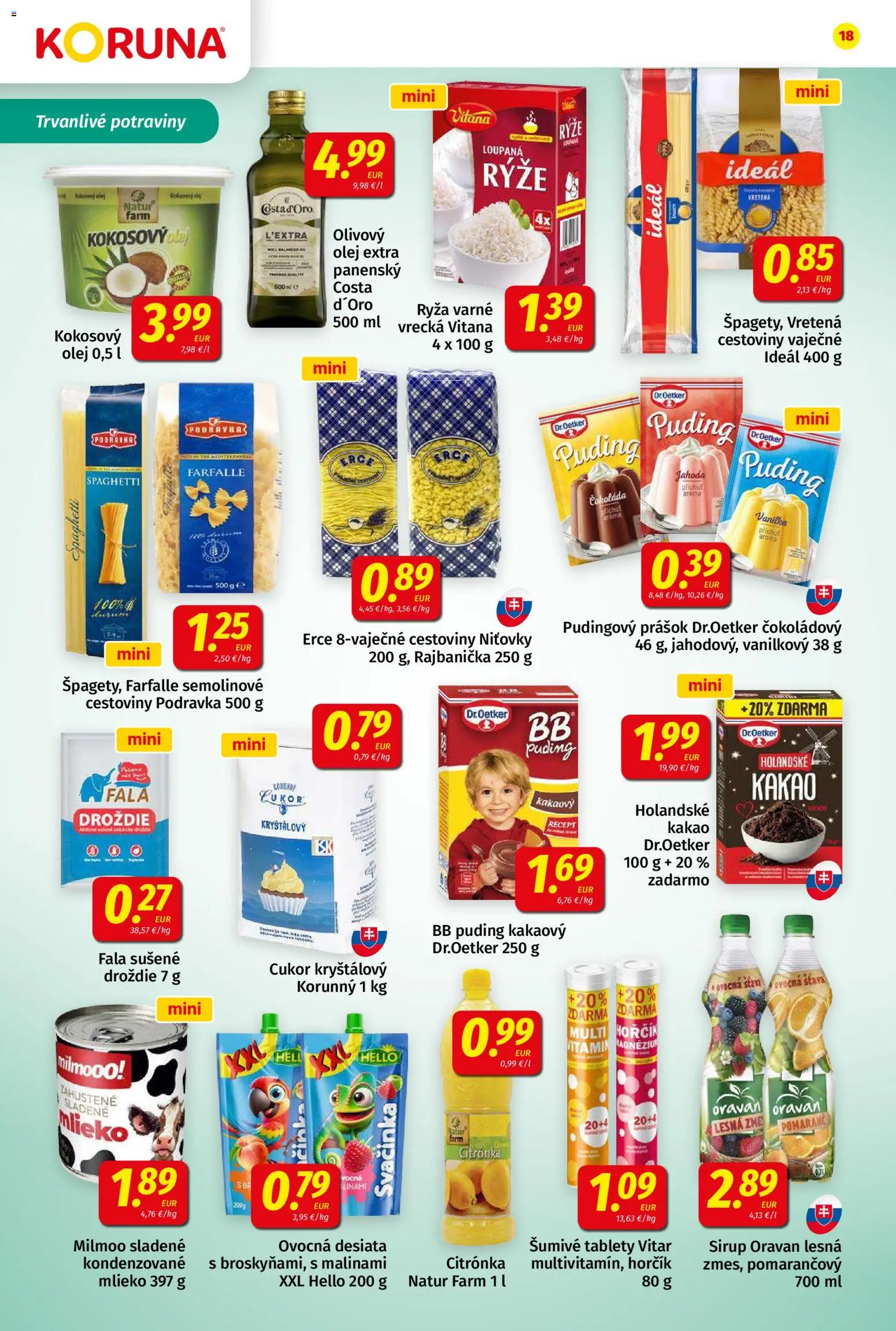 Nové Koruna akcie – leták je platný od 07.11.2025 | Strana: 18 | Produkty: Mlieko, Ryža, Čokoláda, Kakao