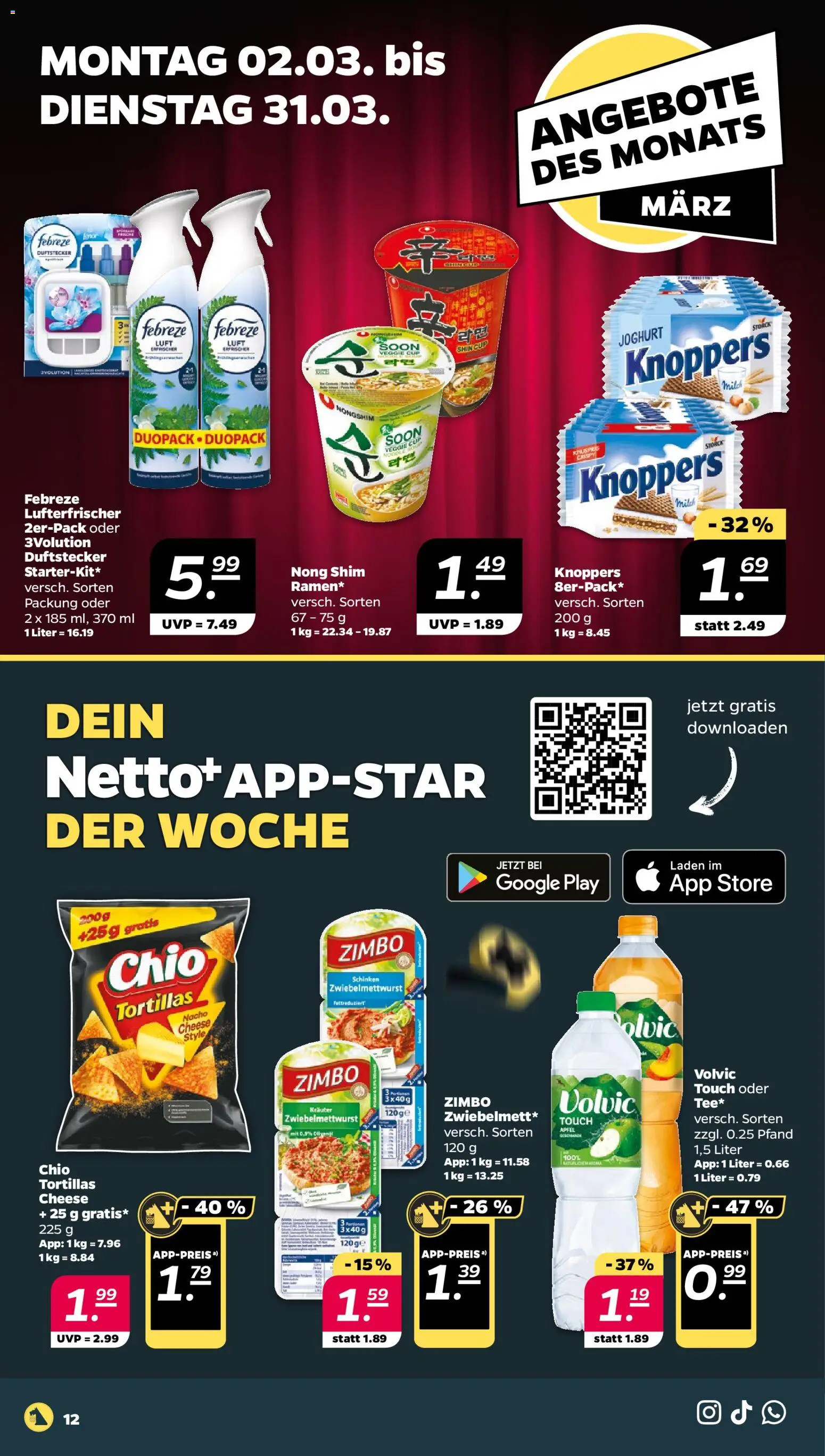 Netto Prospekt 	 – gültig ab 02.03.2026 | Seite: 12 | Produkte: Joghurt, Äpfel, Volvic touch, Schinken