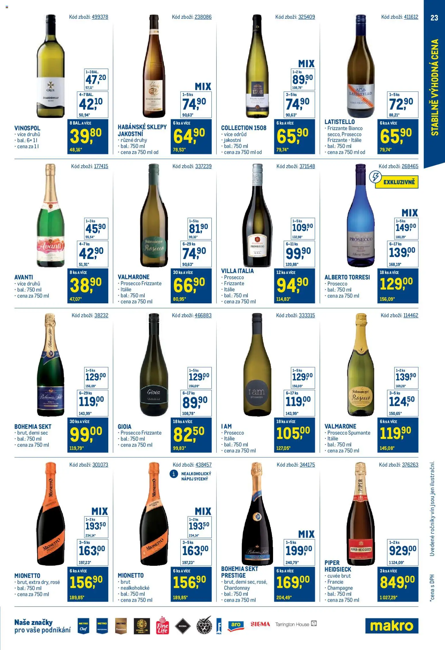 Makro leták - Stabilně výhodná cena od 28.01.2026 | Strana: 23 | Produkty: Prosecco, Frizzante, Habánské sklepy, Sekt
