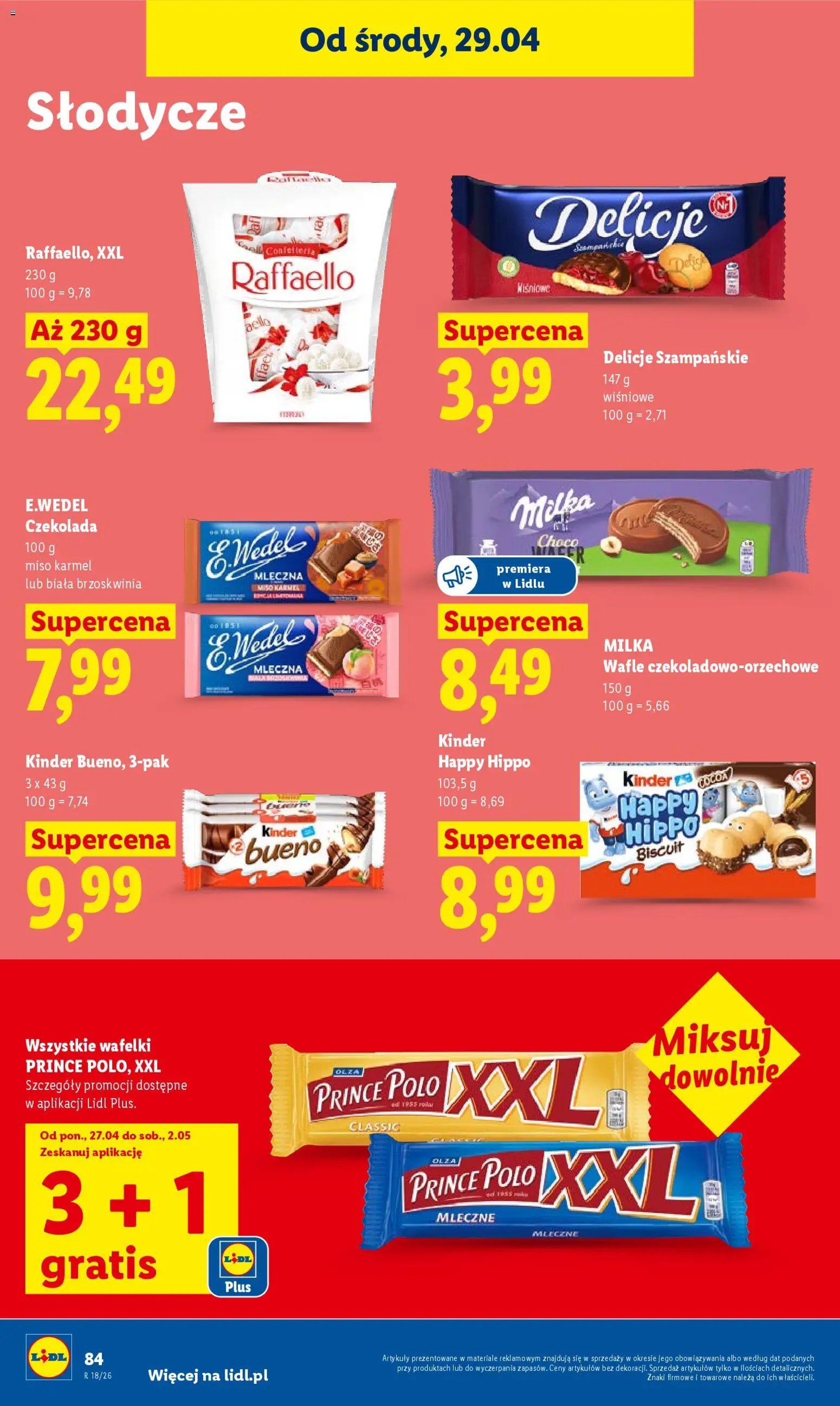 Lidl gazetka od 29.04.2026 | Strona: 86 | Produkty: Prince polo xxl, Wafle, Milka, Czekolada