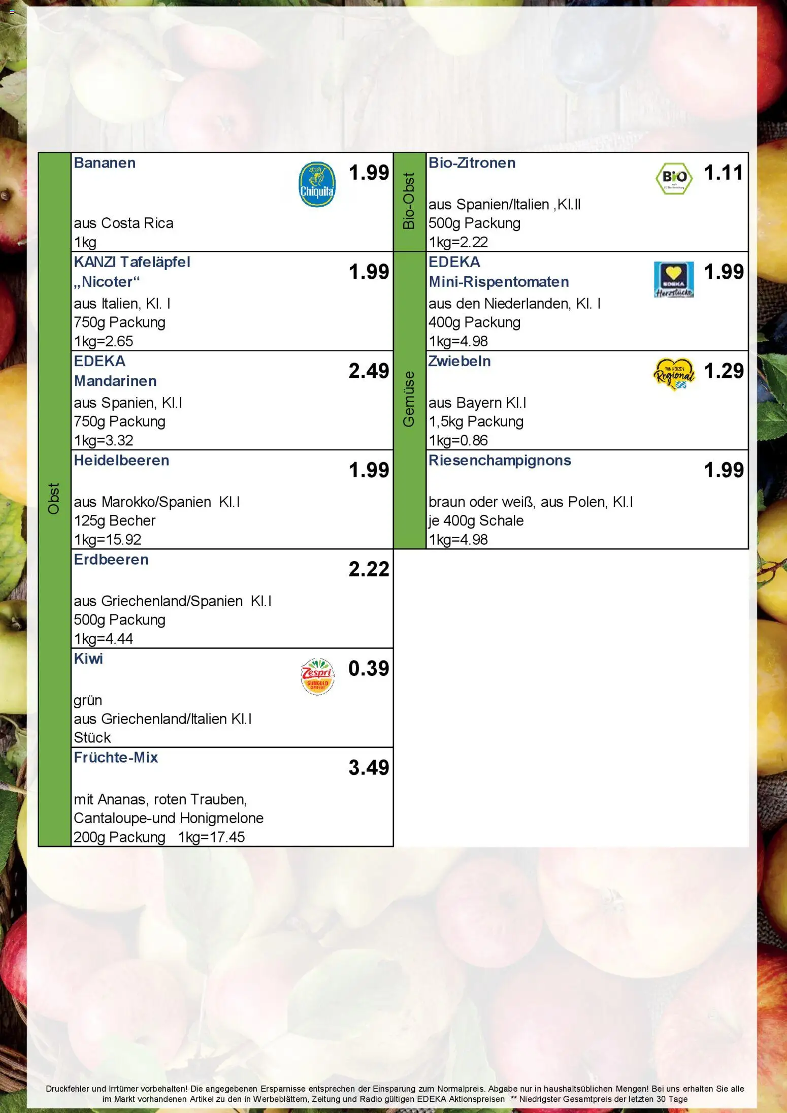 Simmel Bayern – gültig ab 30.03.2026 | Seite: 9 | Produkte: Heidelbeeren, Honigmelone, Obst, Erdbeeren