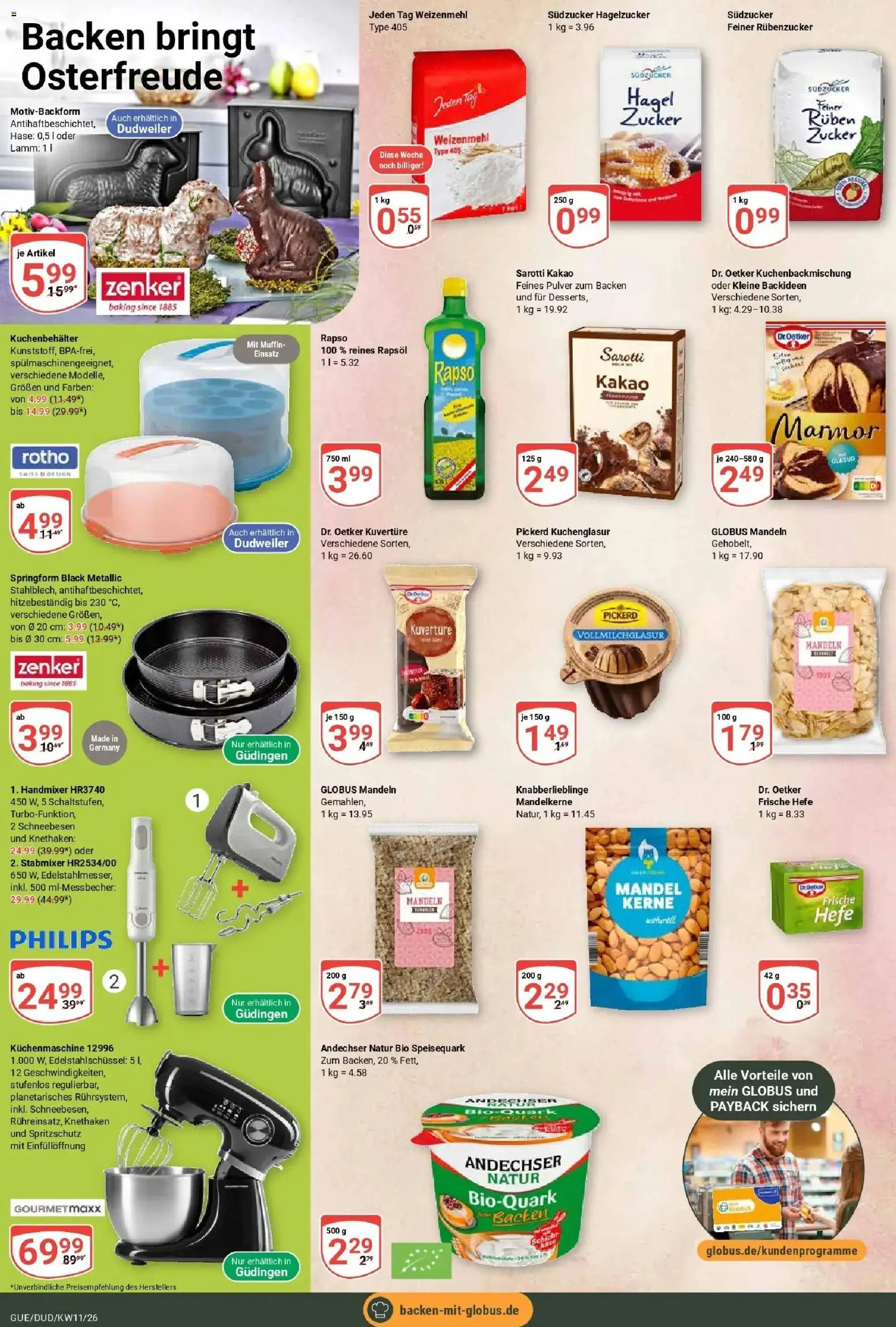 Globus prospekt Saarbrücken-Güdingen	 – gültig ab 09.03.2026 | Seite: 20 | Produkte: Philips, Rapsöl, Handmixer, Zucker