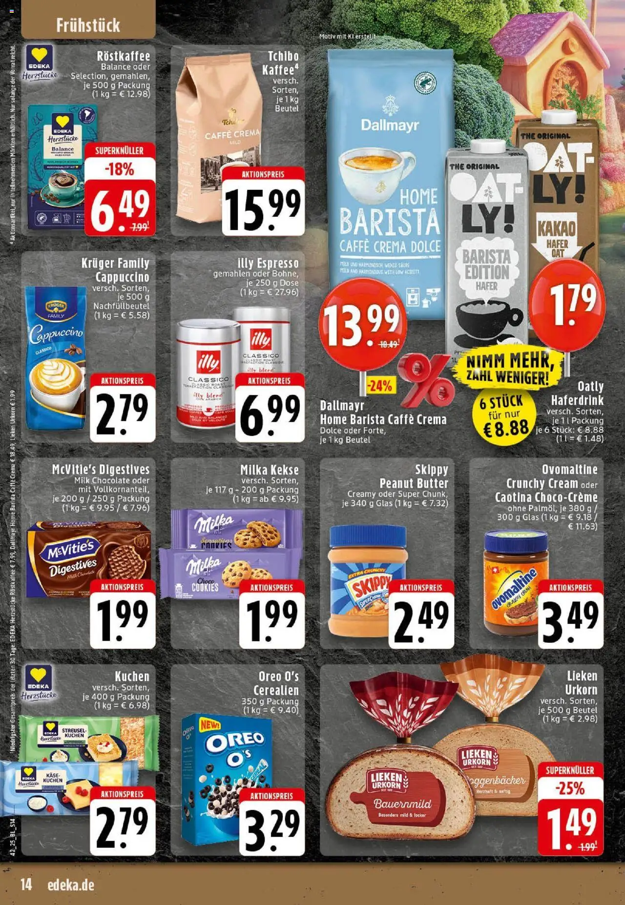 Edeka prospekt Westerkappeln	 – gültig ab 13.10.2025 | Seite: 14 | Produkte: Kaffee, Milka, Oatly, Kuchen