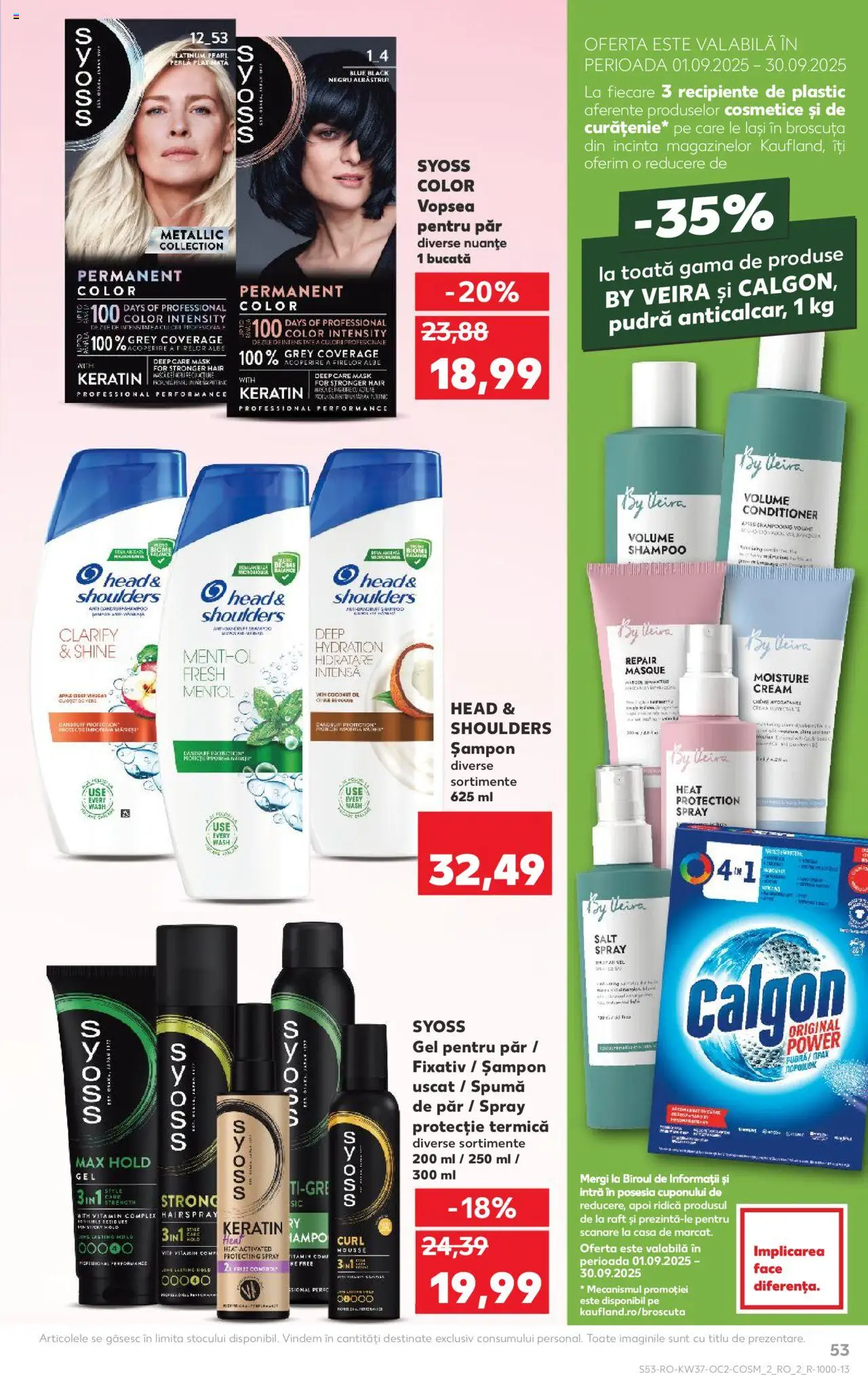 Kaufland RO akciós ujság - amely érvényes a következő dátumtól: 10.09.2025 | Oldal: 53 | Termékek: Sampon