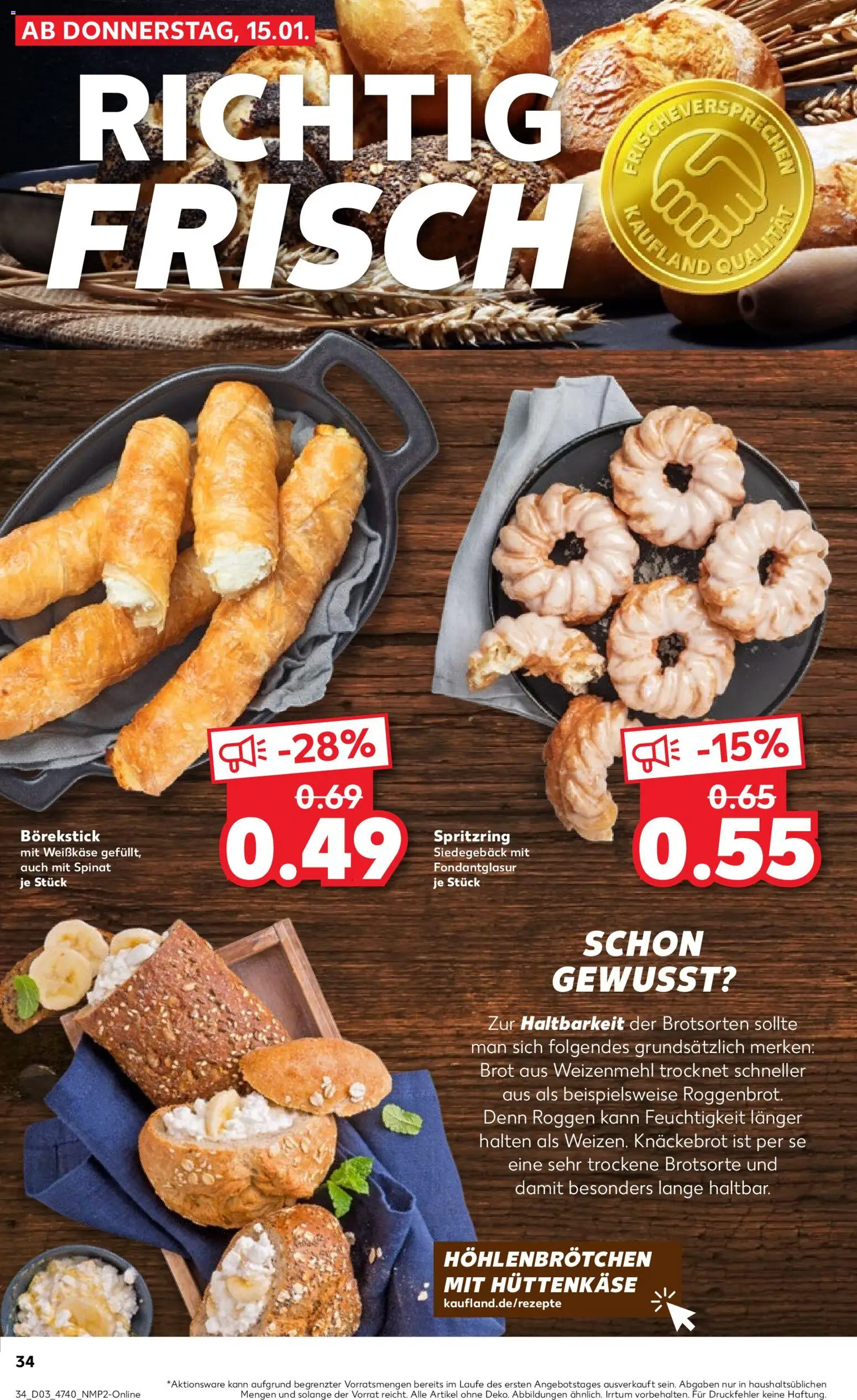 Kaufland prospekt Hannover	 – gültig ab 18.01.2026 | Seite: 34 | Produkte: Weizenmehl, Brot, Hüttenkäse