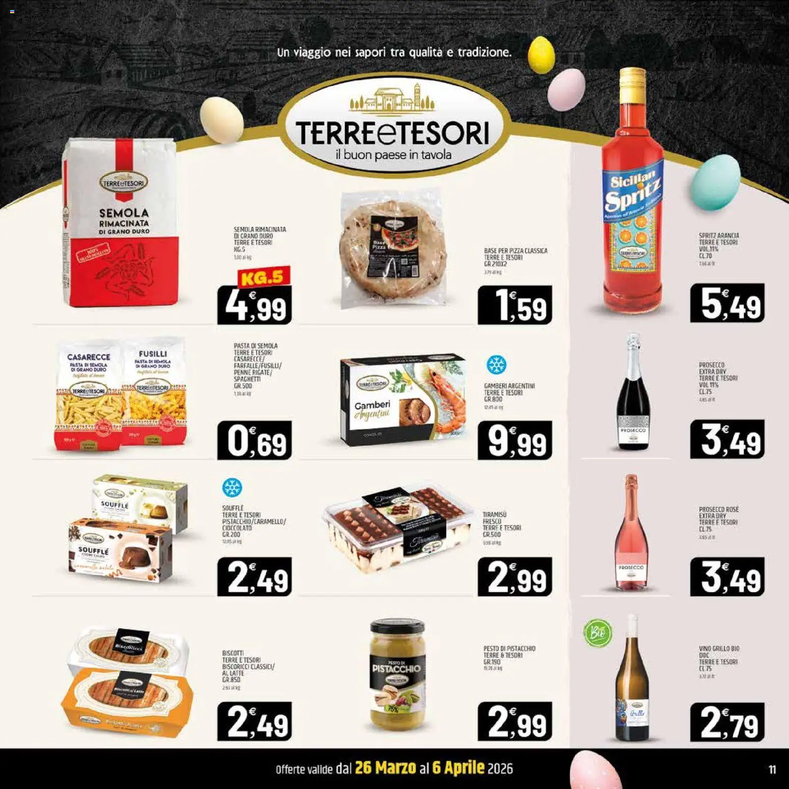 Volantino ARD Discount del 26.03.2026 | Pagina: 11 | Prodotti: Cioccolato, Pizza, Gamberi, Fusilli