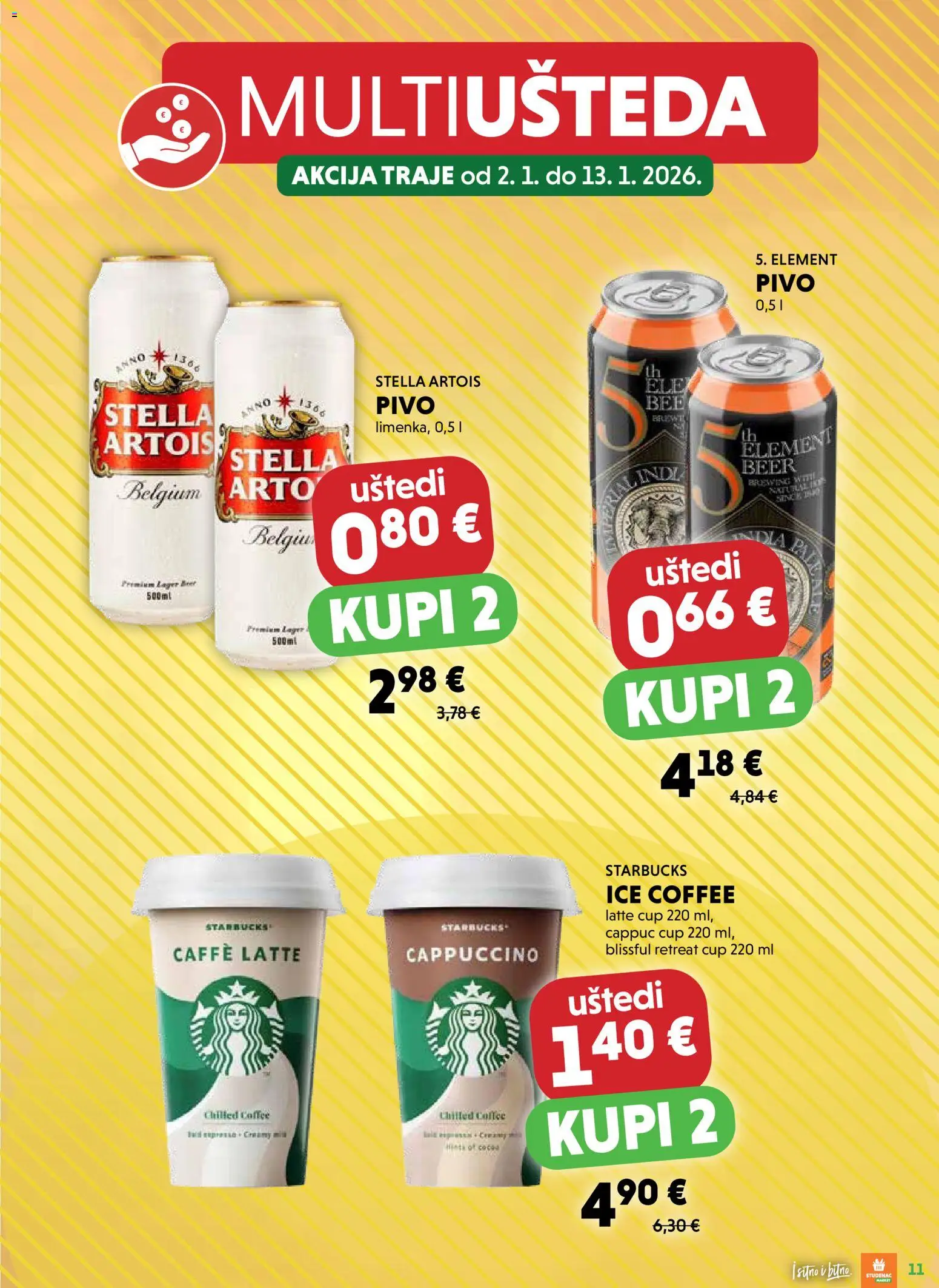Studenac katalog | vrijedi od 02.01.2026 | Stranica: 11 | Proizvodi: Pivo, Cappuccino